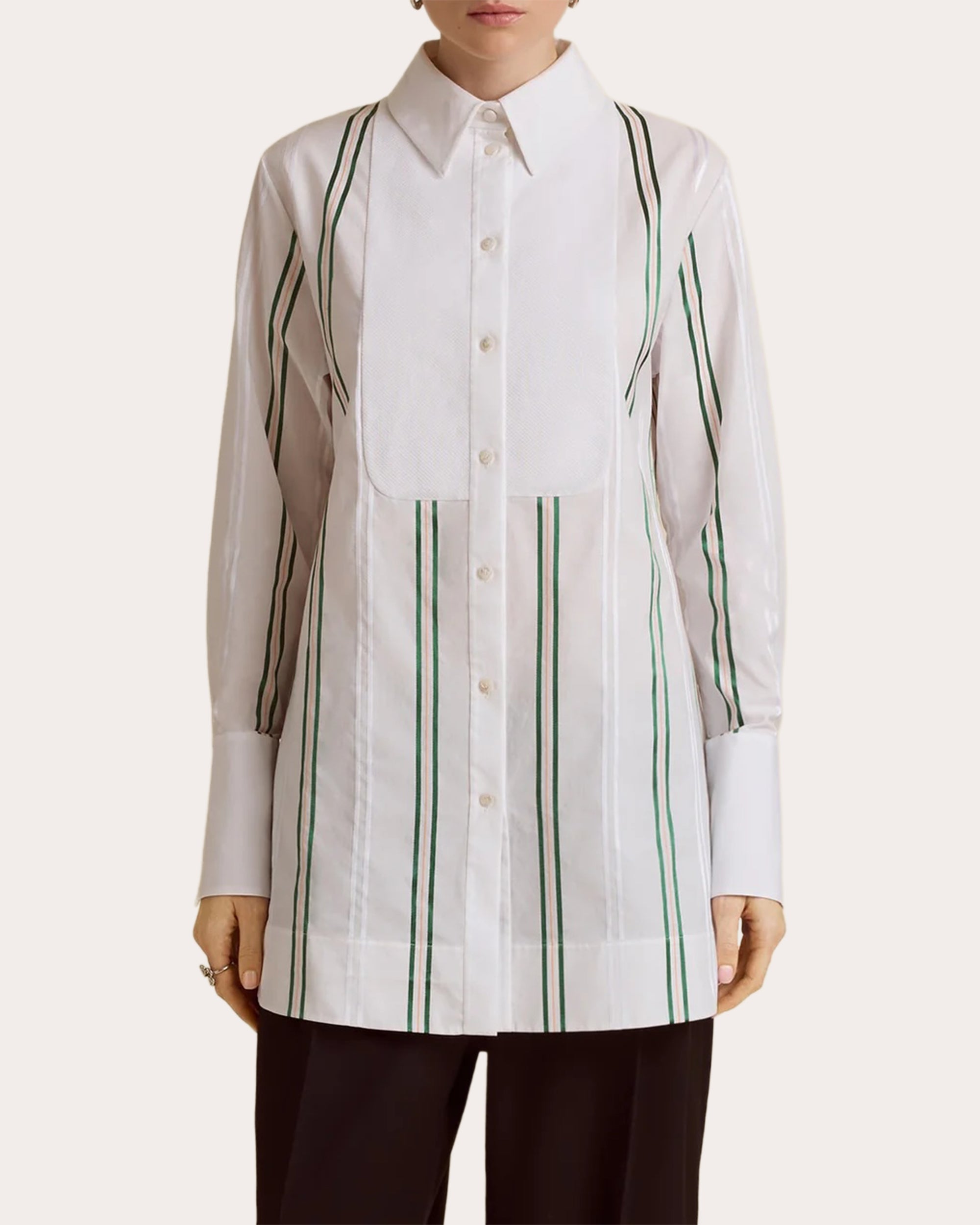 Pinstripe Jacquard Slim Tuxedo Shirt
