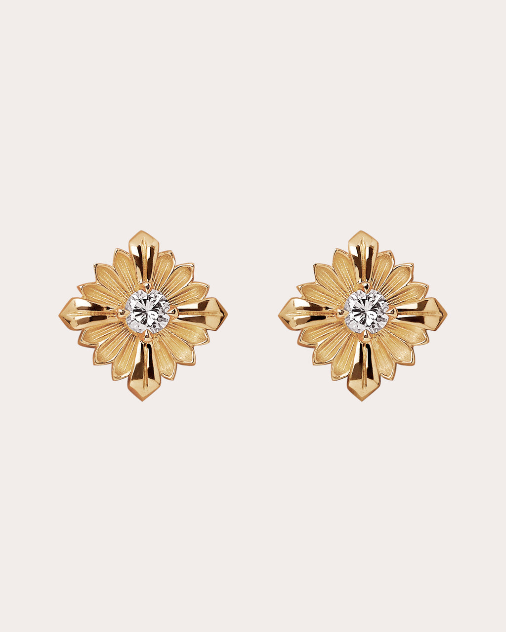 Diamond & 18k Gold Stamp Stud Earrings