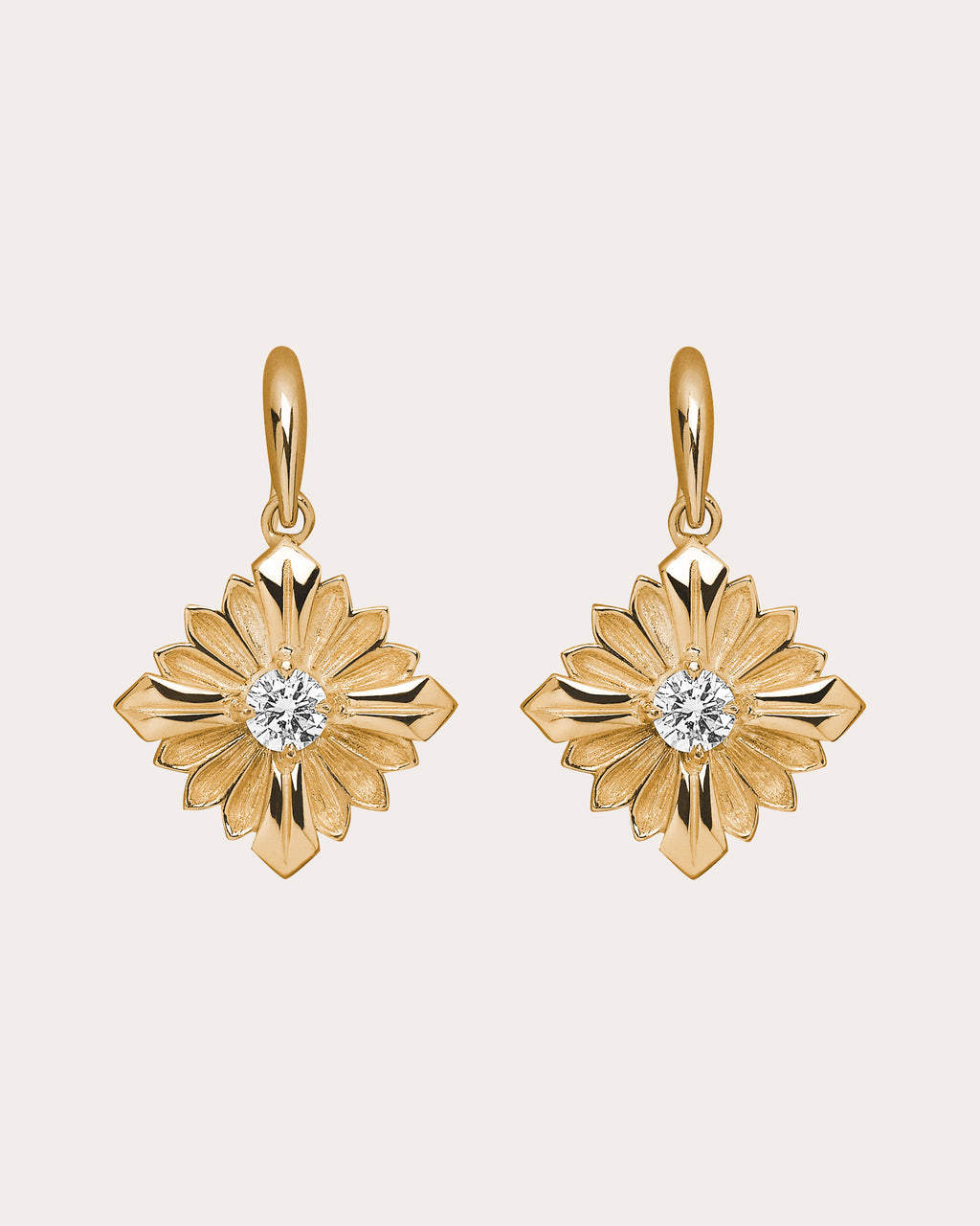 Diamond & 18k Gold Stamp Drop Earrings
