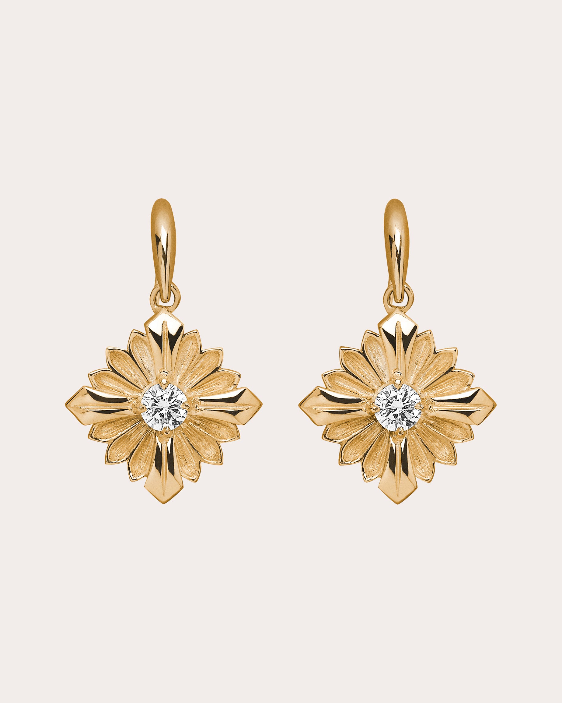 Diamond & 18k Gold Stamp Drop Earrings