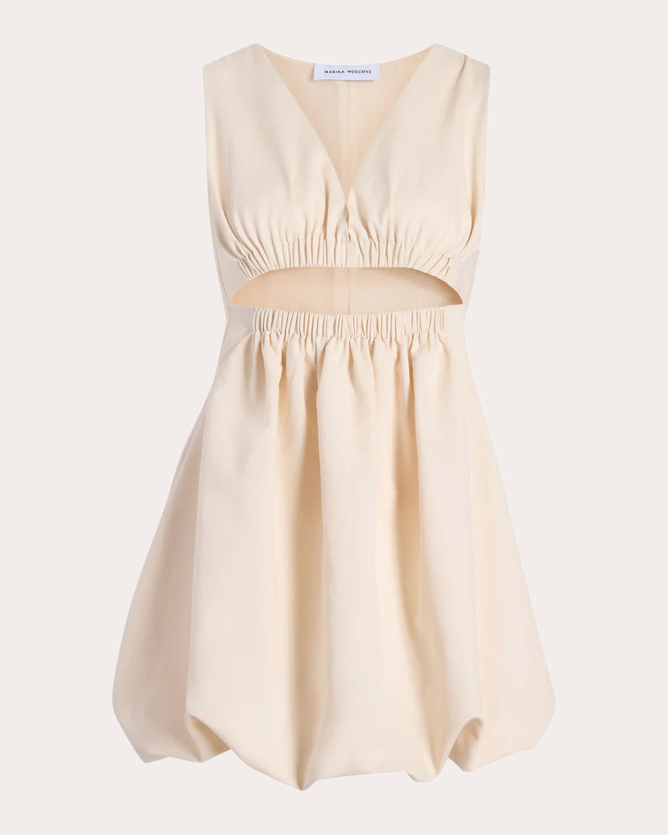 Cotton Faille Cutout Bubble Mini Dress