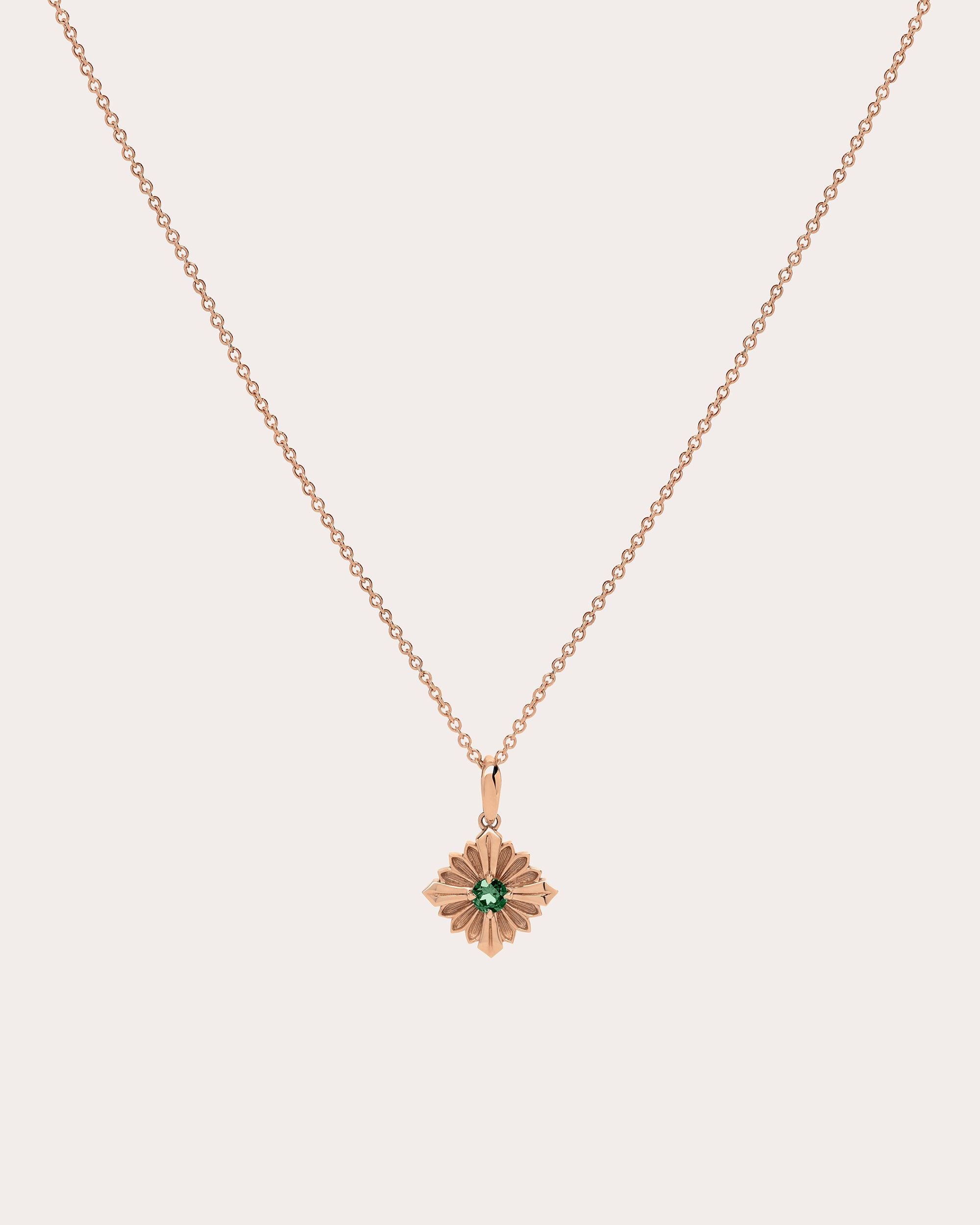 Tourmaline & 18k Rose Gold Stamp Pendant Necklace