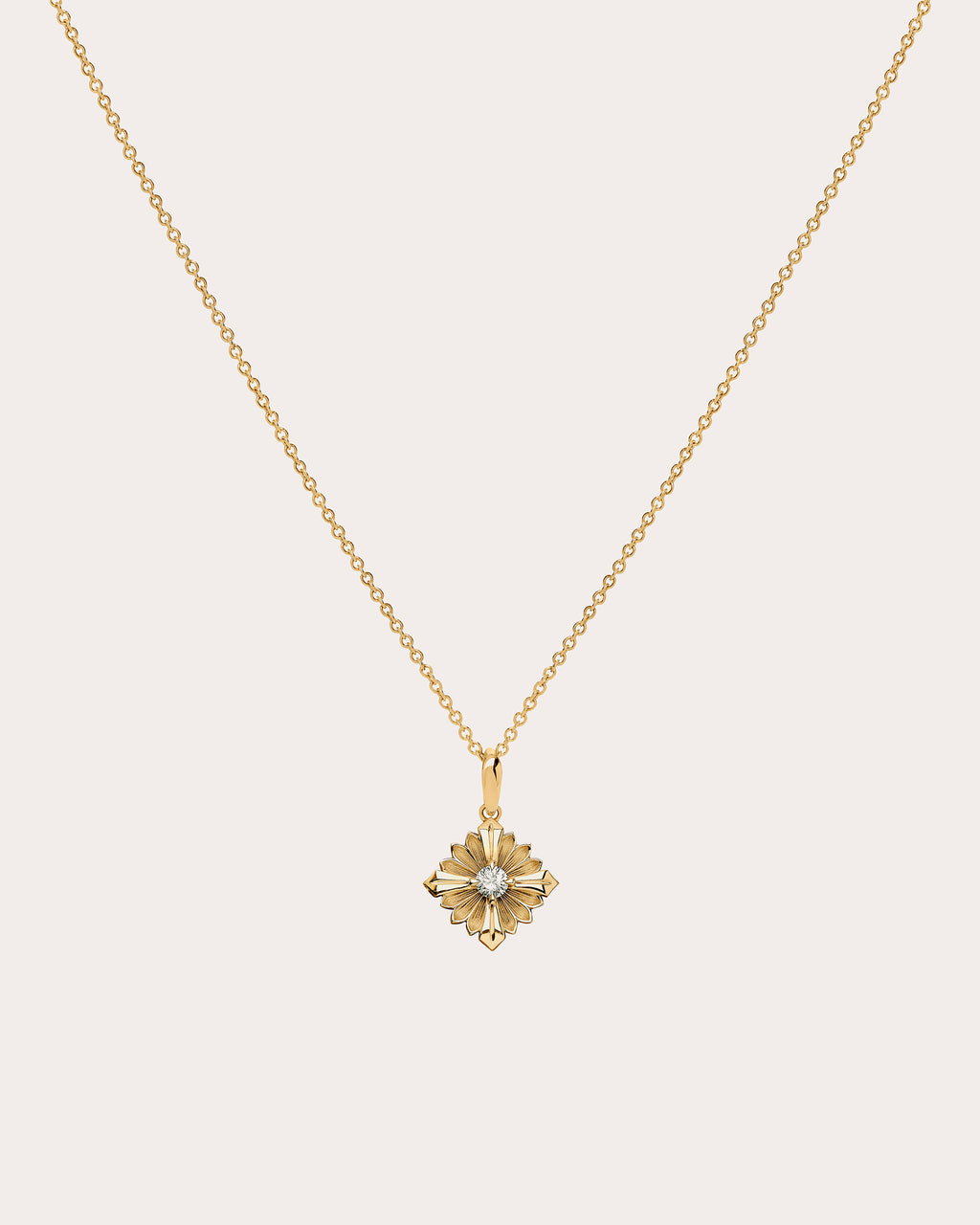 Diamond & 18k Gold Stamp Pendant Necklace