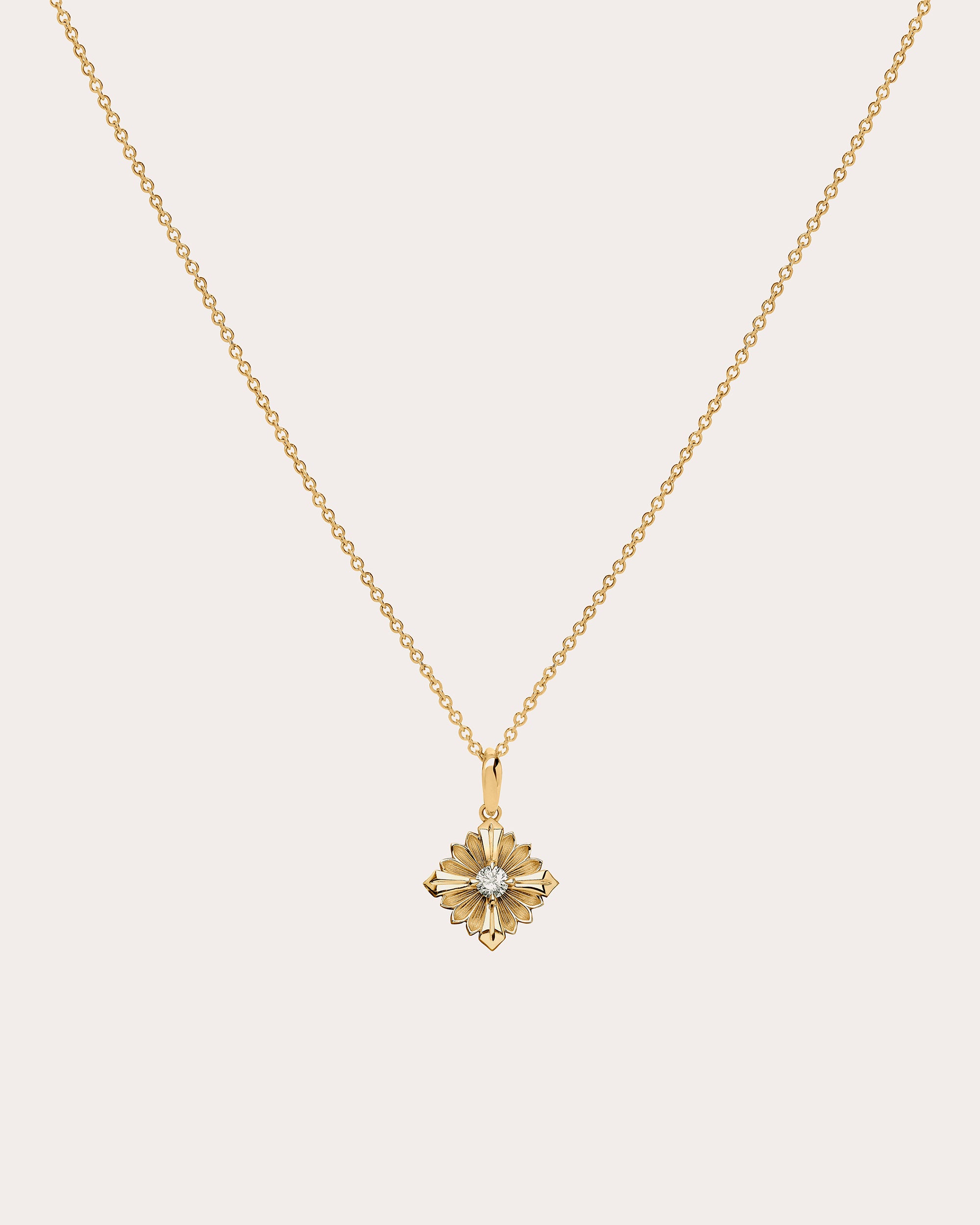 Diamond & 18k Gold Stamp Pendant Necklace