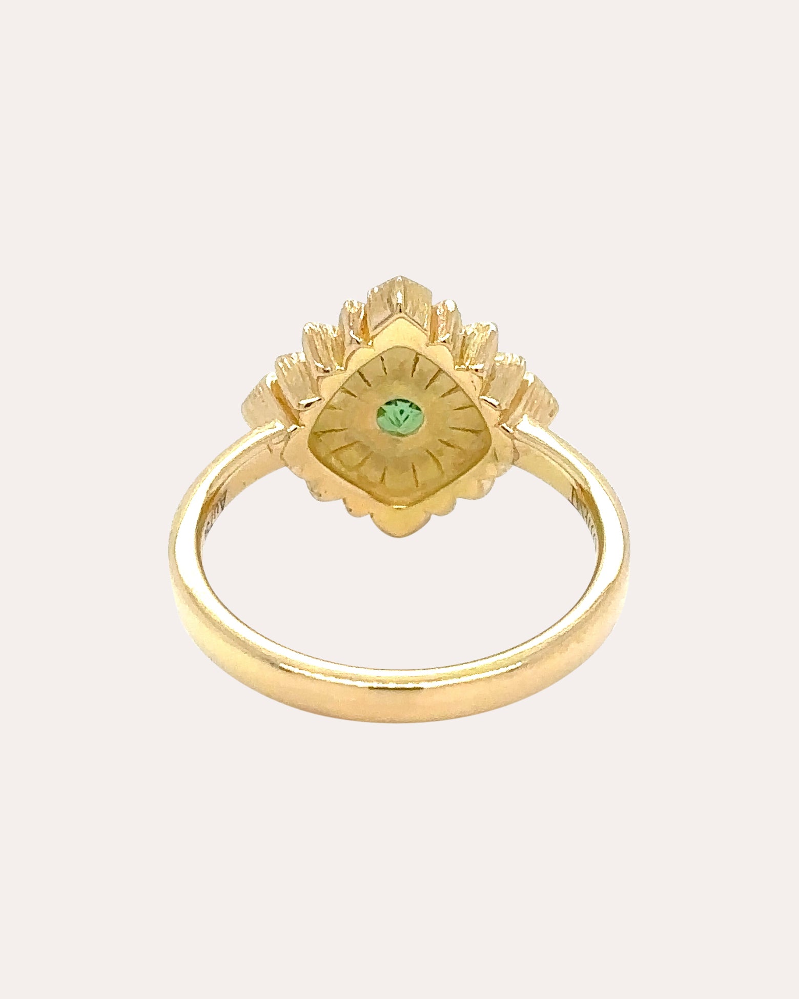 Peridot & Diamond 18k Gold Large Stamp Ring