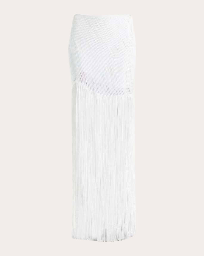 Valentina Draped Silk Fringe Maxi Skirt