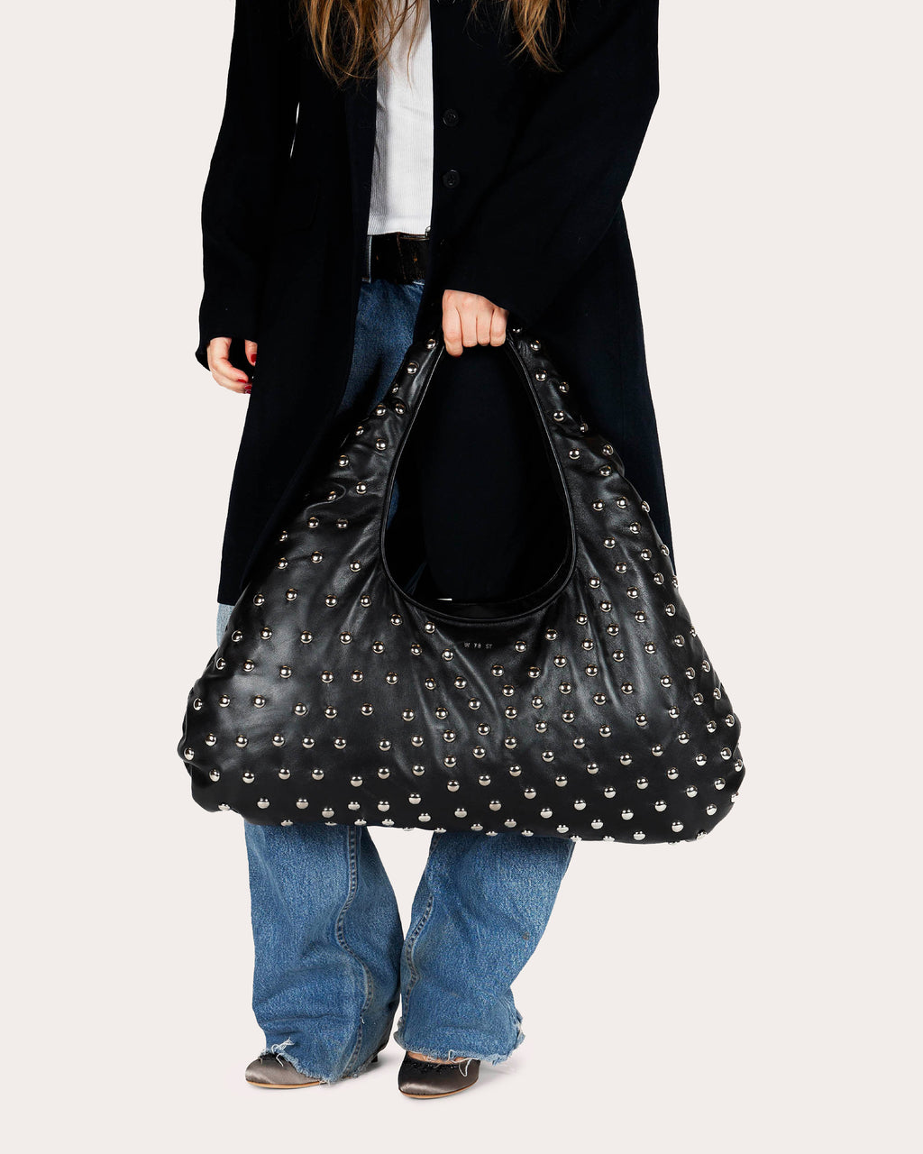Large Cloud Studded Leather Shoulder Bag