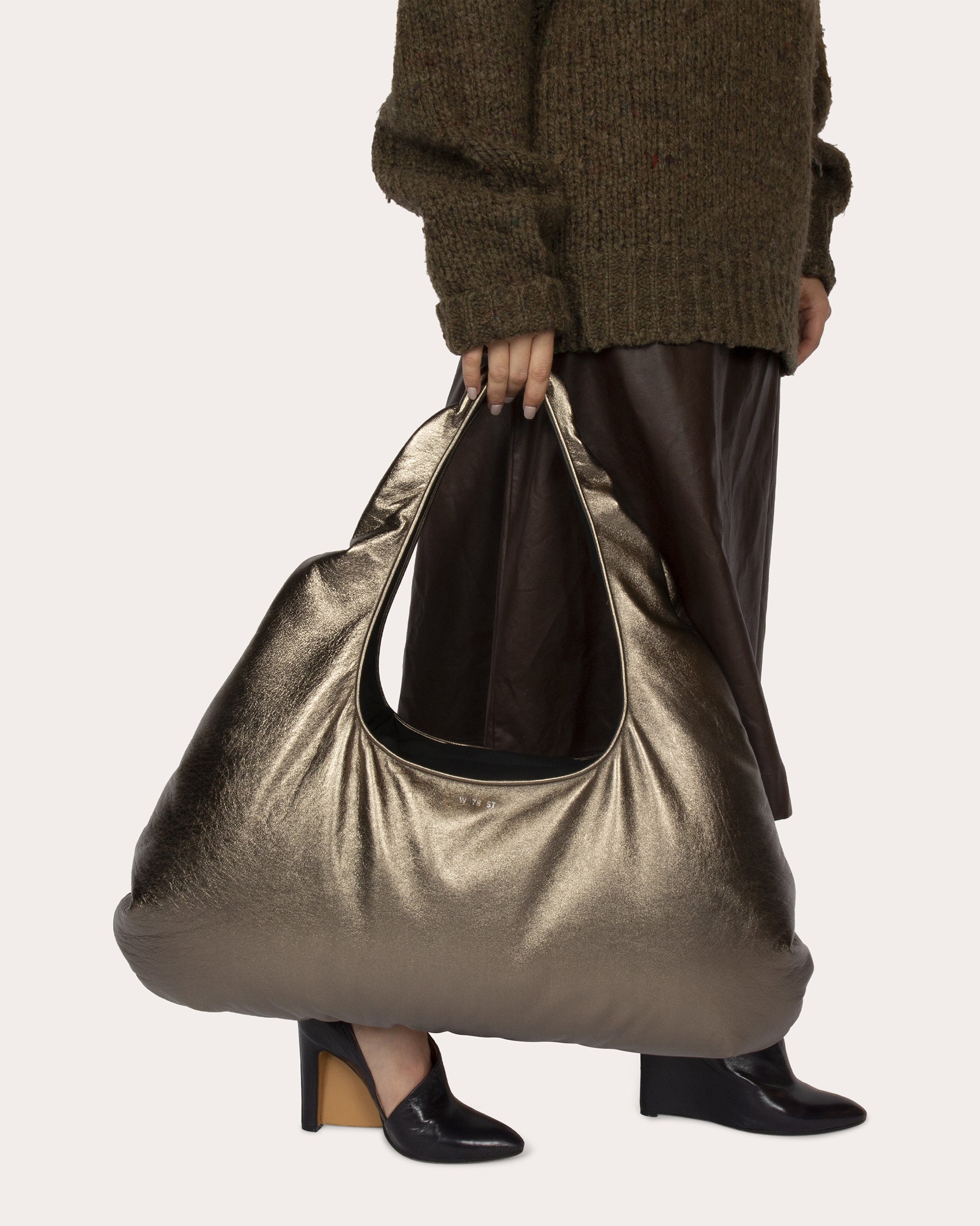 Large Cloud Metallic Leather Shoulder Bag