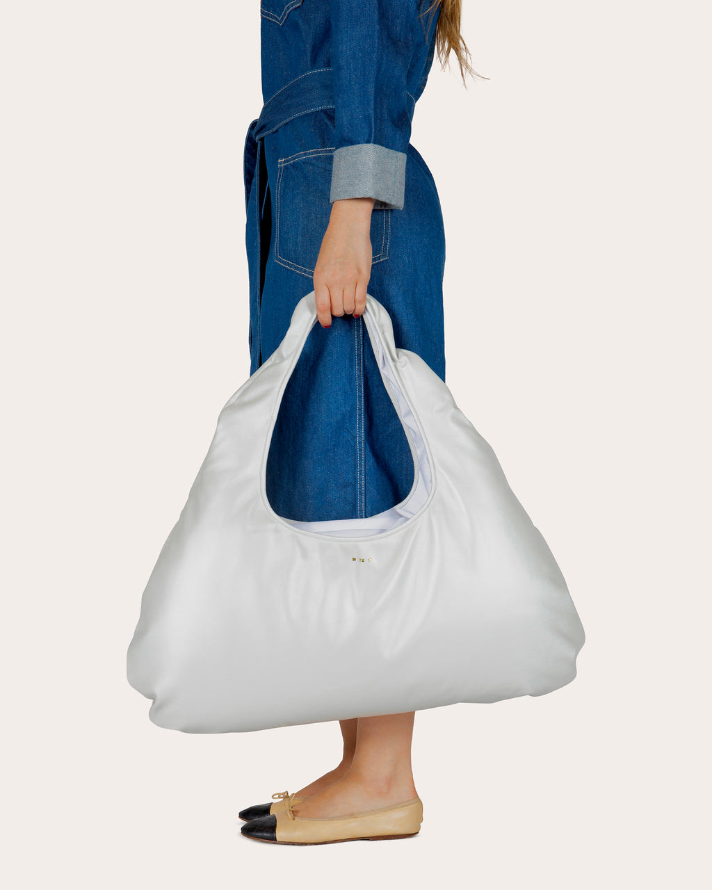 Large Cloud Pearlescent Leather Shoulder Bag