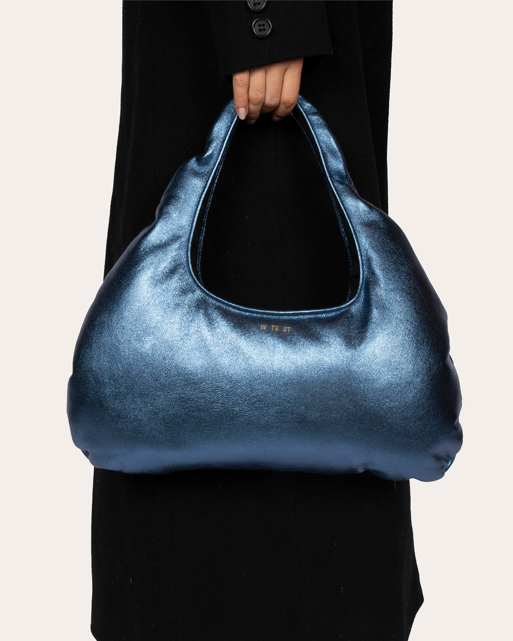 Medium Cloud Metallic Leather Shoulder Bag