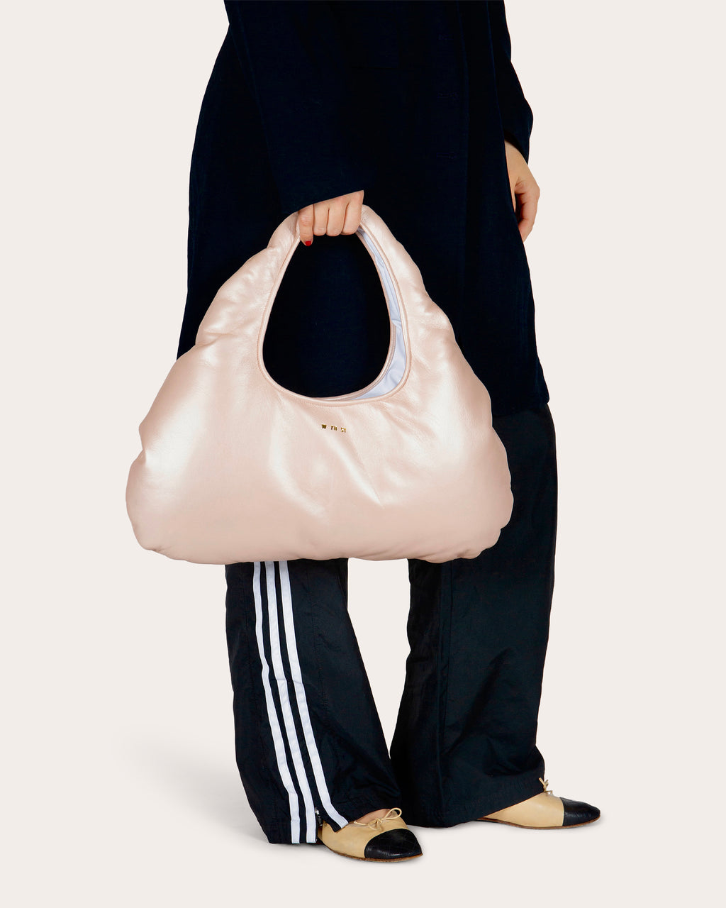 Medium Cloud Pearlescent Leather Shoulder Bag