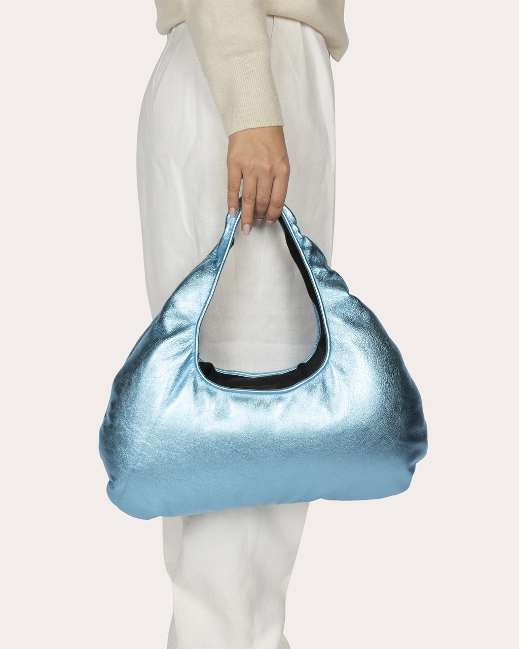 Medium Cloud Pearlescent Leather Shoulder Bag
