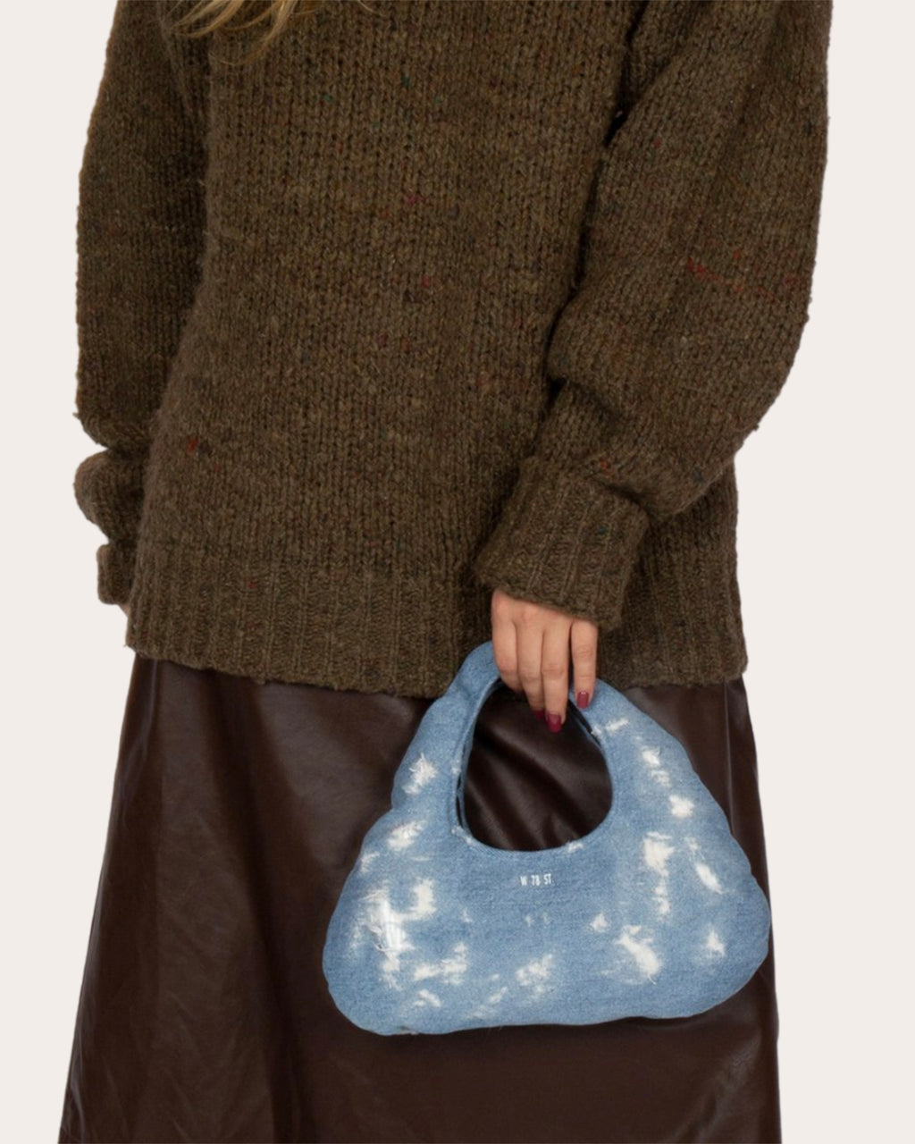 Micro Cloud Distressed Denim Tote