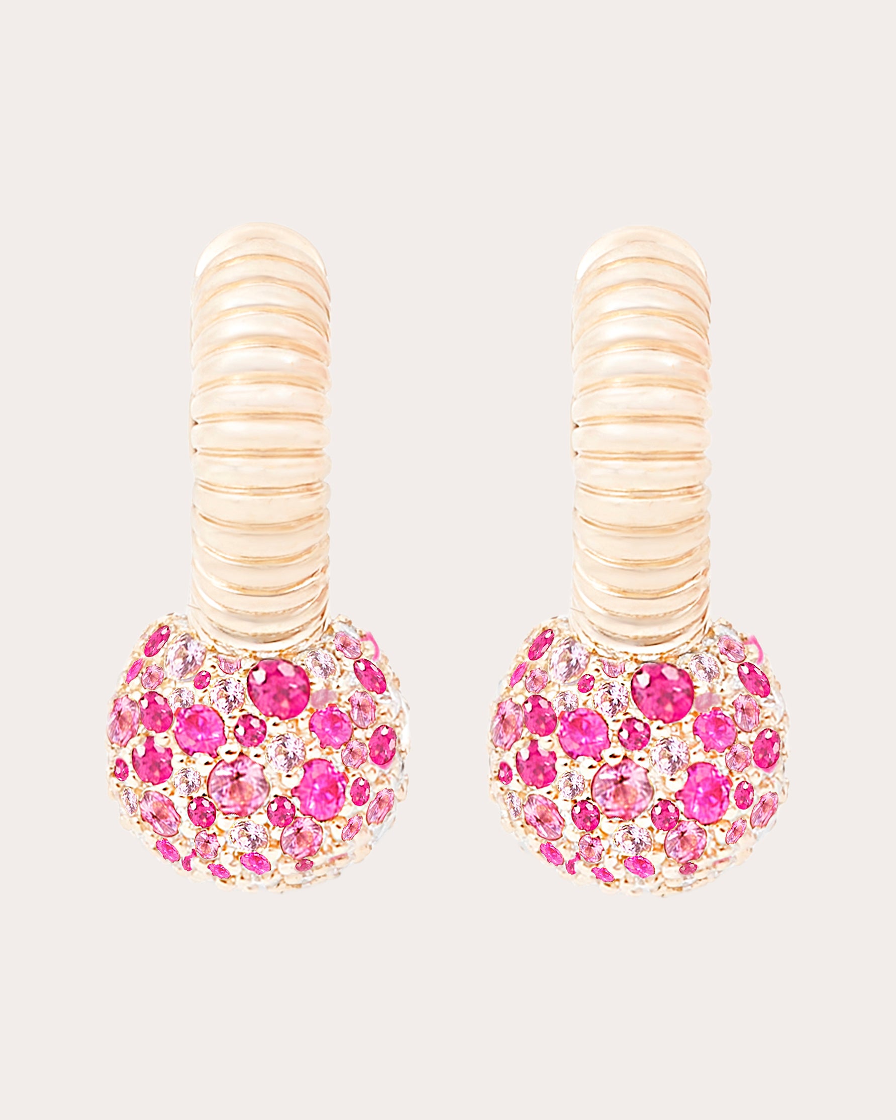 Pink Sapphire & 14k Gold Revel Bobble Hoop Earrings