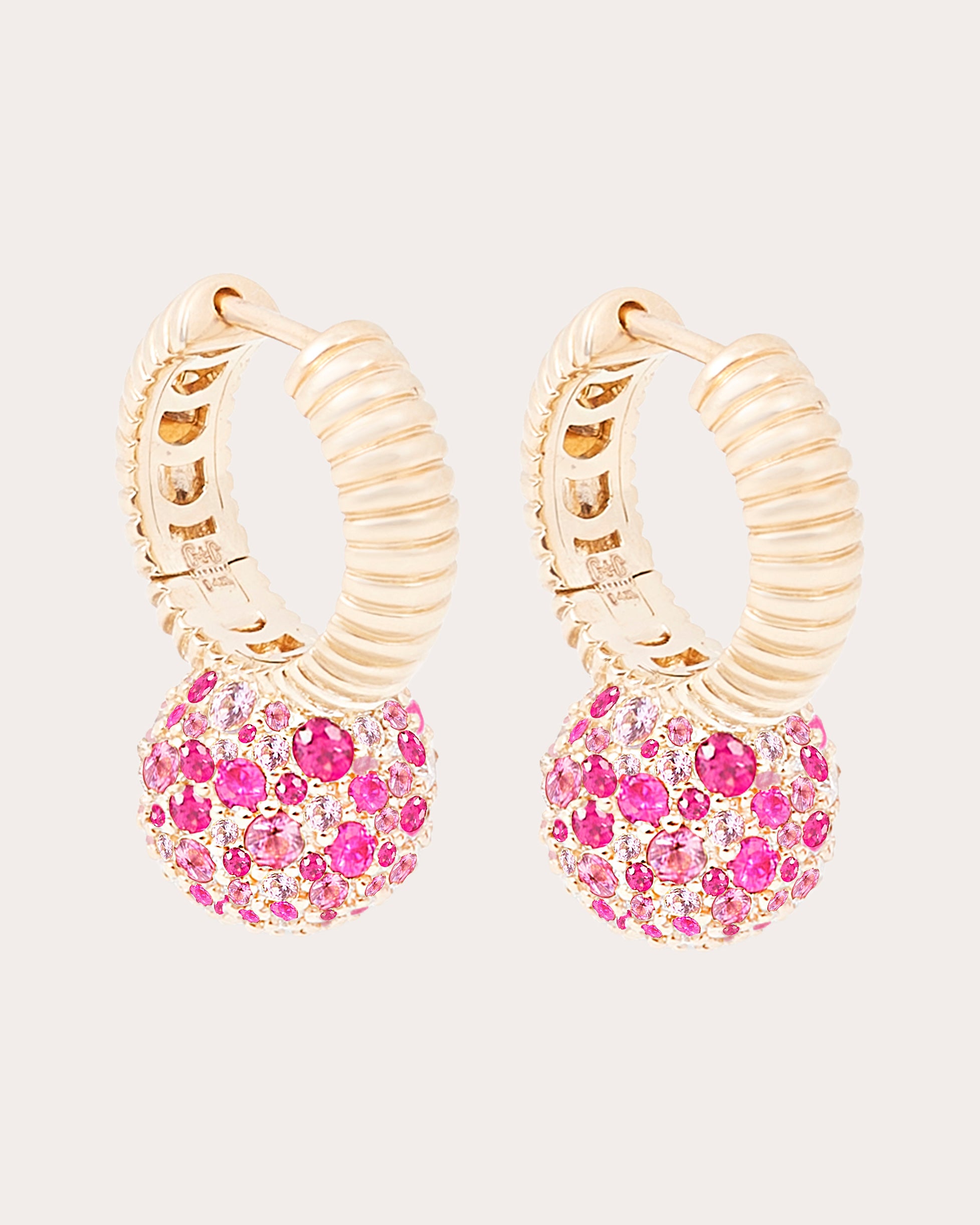 Pink Sapphire & 14k Gold Revel Bobble Hoop Earrings