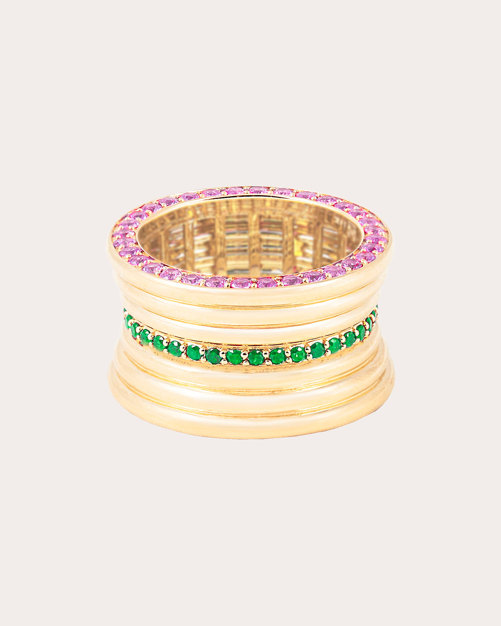 Garnet & Tsavorite 14k Gold Revel Cigar Band Ring