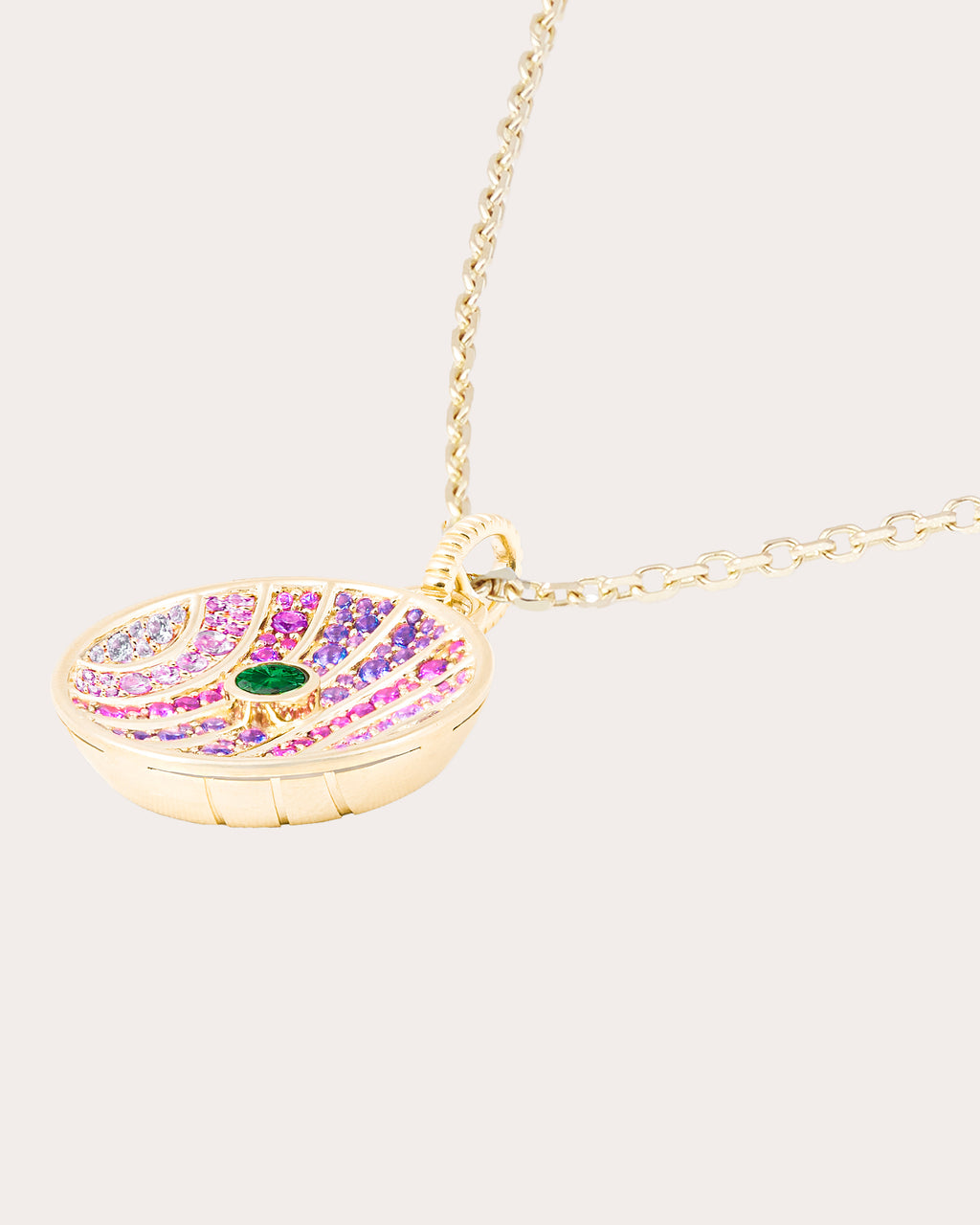 Multicolor Gemstone & 14k Gold Large Revel Pendant Necklace
