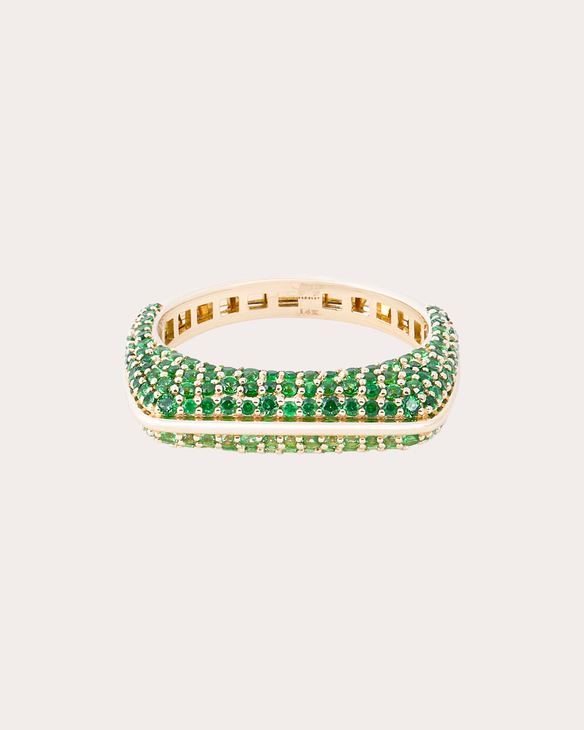 Tsavorite Found Rib Curve Band Ring