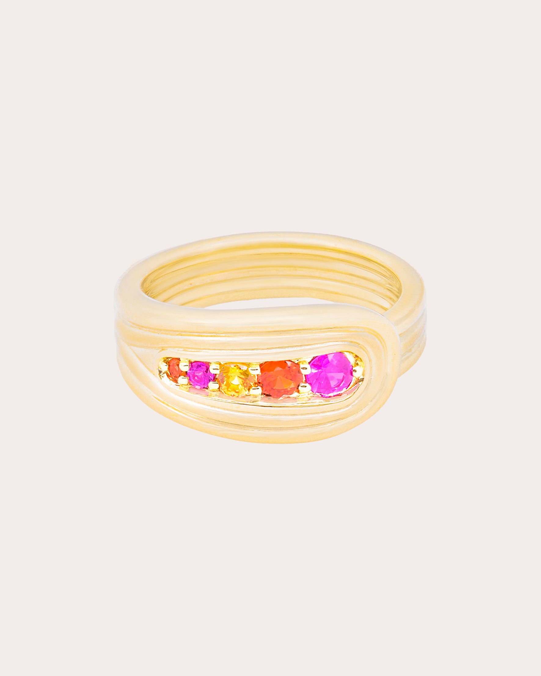 Multicolor Sapphire Found Nest Bypass Ring