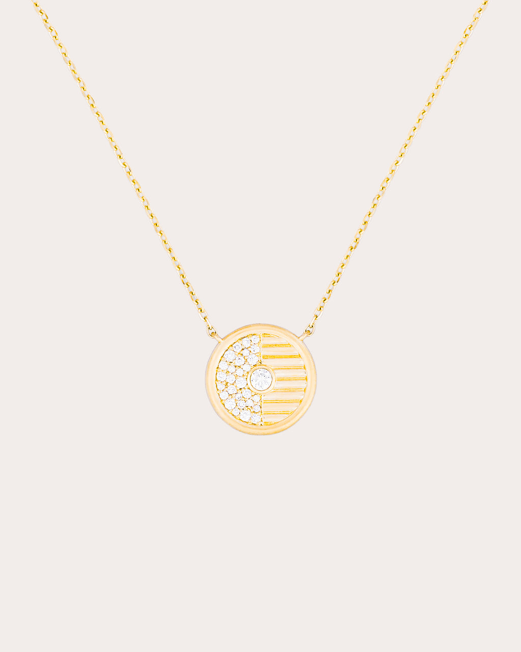 Diamond Found Small Disc Necklace