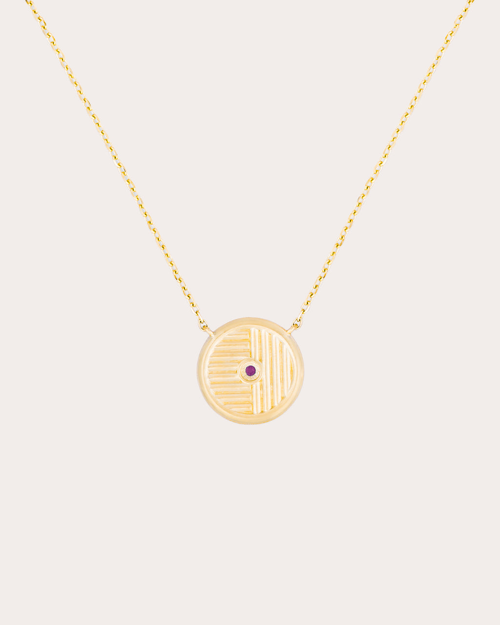 Pink & Orange Sapphire Found Small Disc Necklace