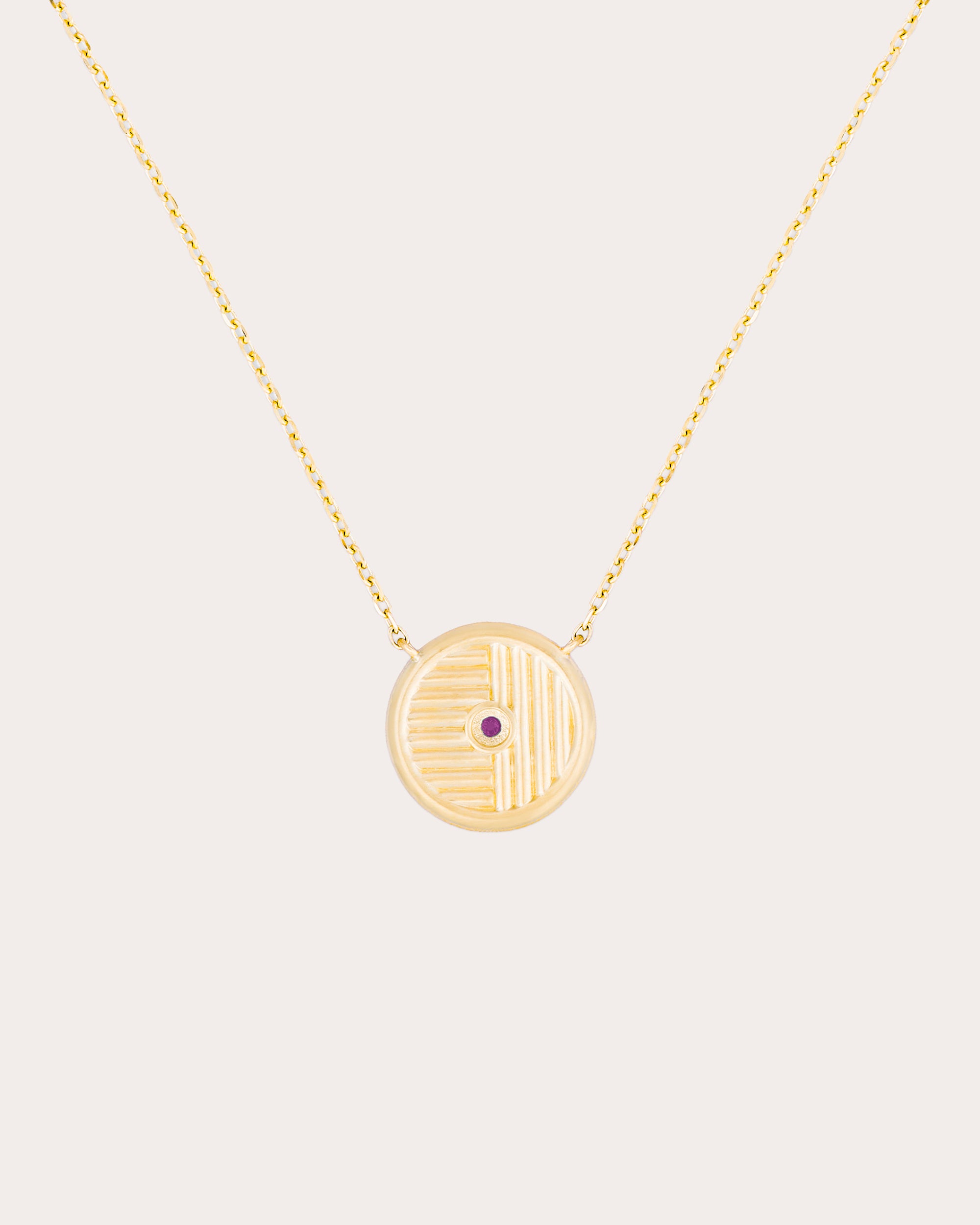 Pink & Orange Sapphire Found Small Disc Necklace