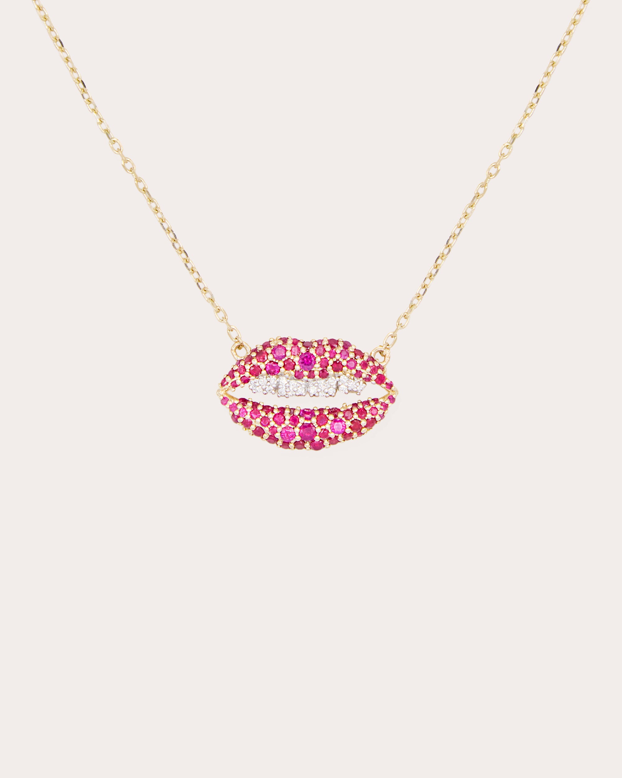 Ruby & Diamond Juju Lips Charm Necklace