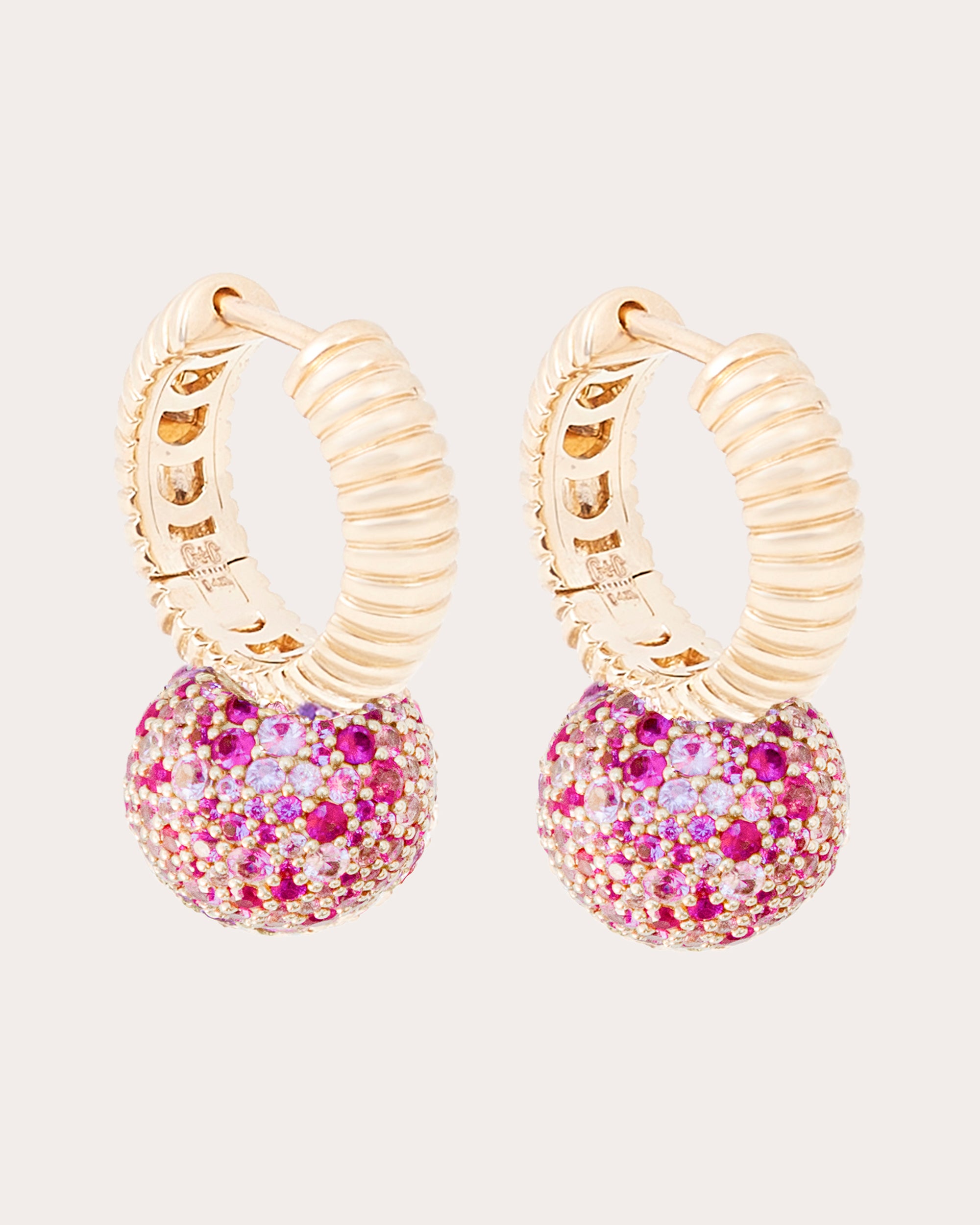 Pink Sapphire Revel Bobble Huggie Earrings