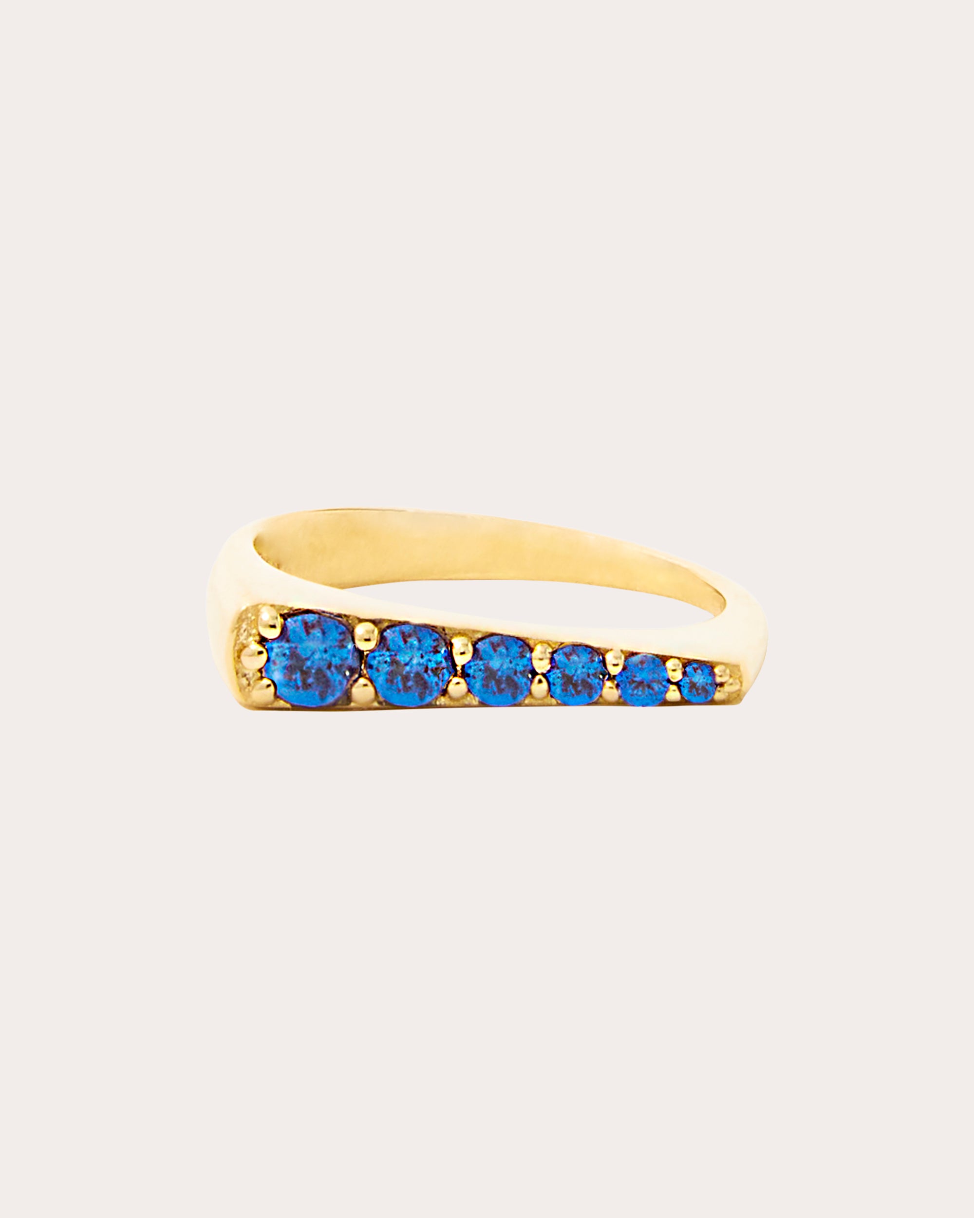 Sapphire & 14k Gold Edge Tapered Stackable Ring