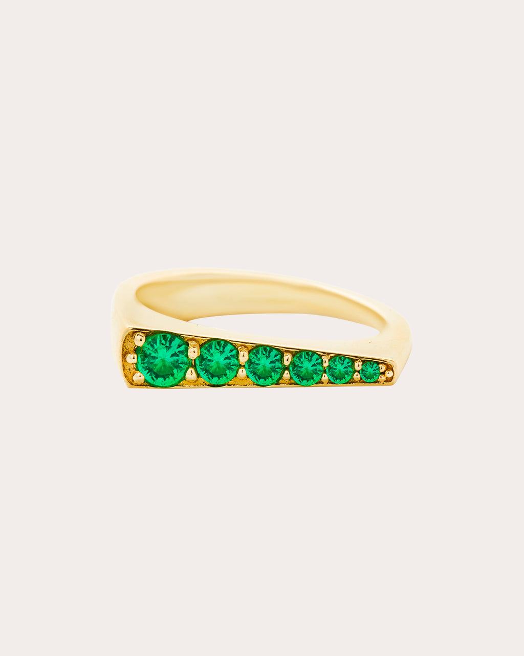 Emerald & 14k Gold Edge Tapered Stackable Ring