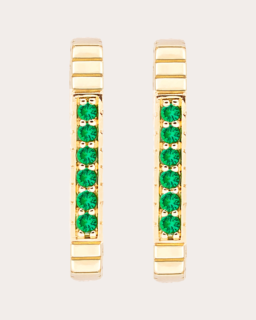 Emerald & 14k Gold Large Spark Hoop Earrings