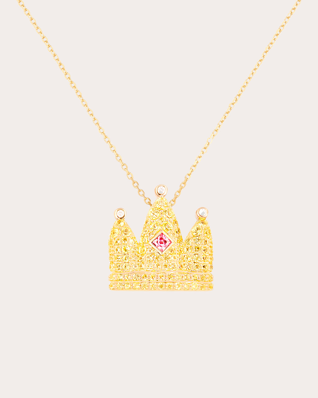 Sapphire & Diamond 14k Gold Juju Crown Pendant Necklace