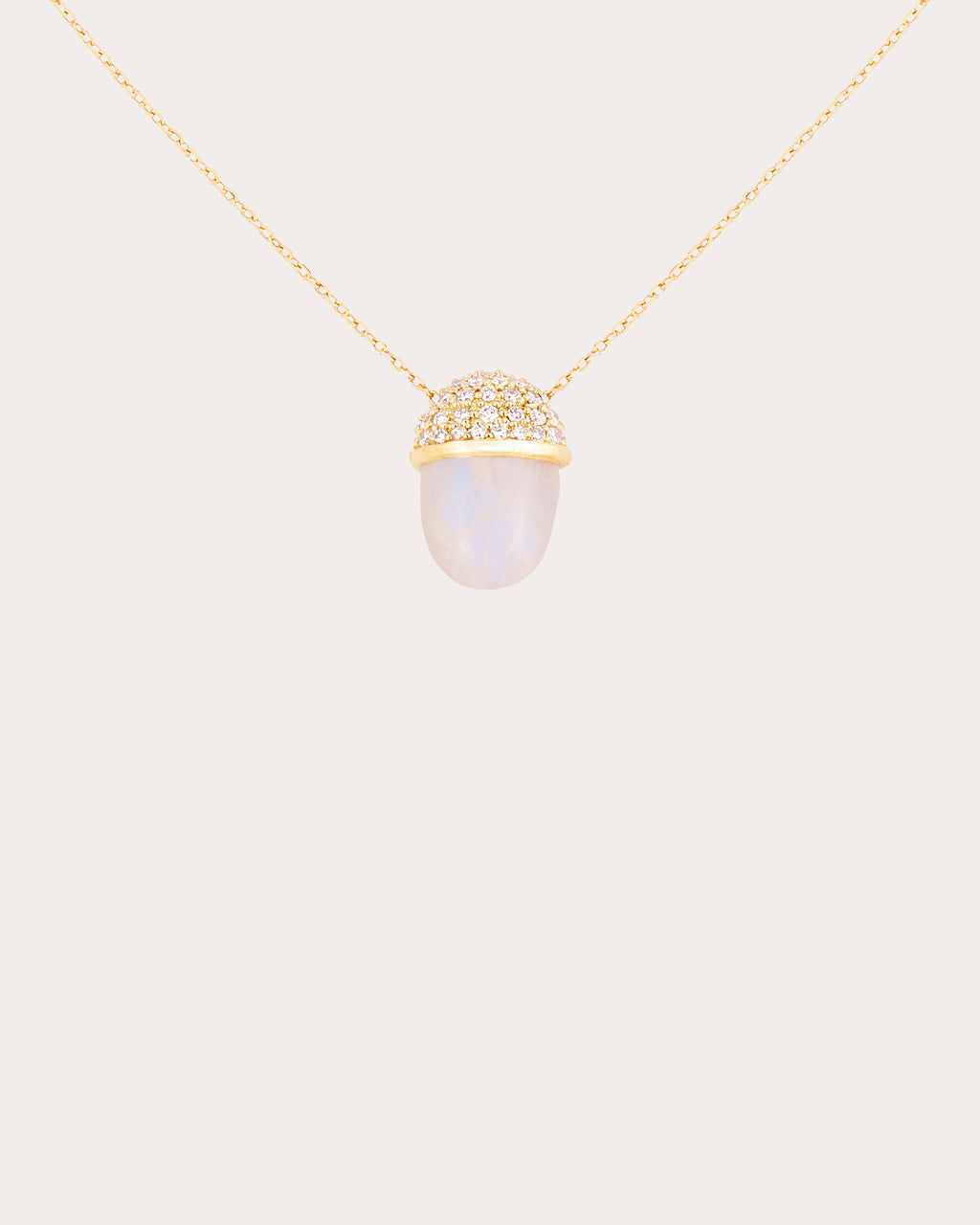 Diamond & Moonstone Found Cap Pendant Necklace