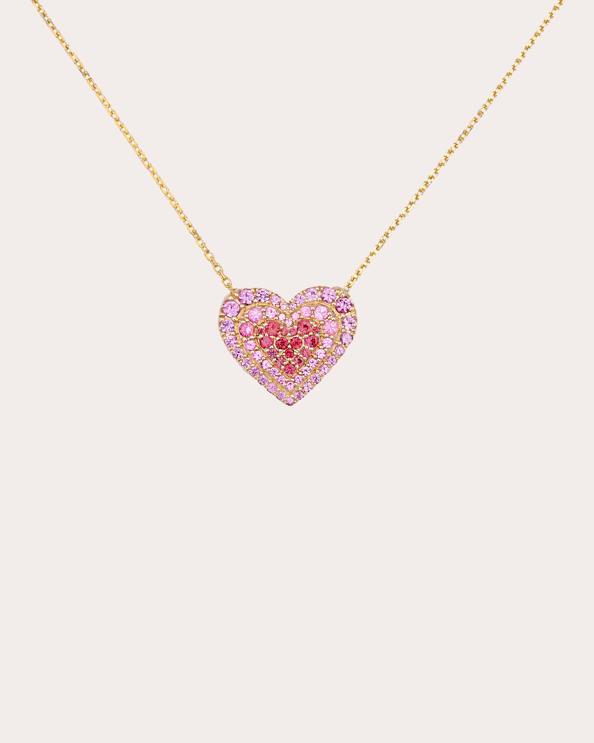 Pink Sapphire & Ruby 14k Gold Juju Heart Pendant Necklace