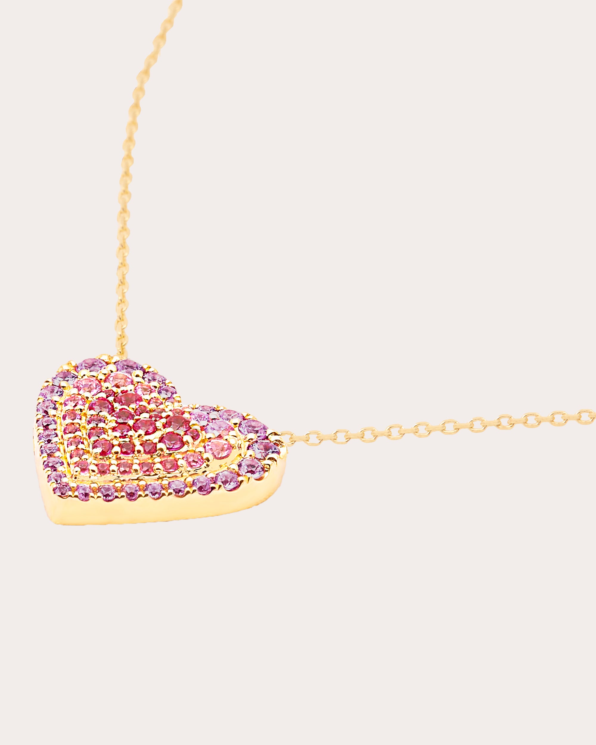 Pink Sapphire & Ruby 14k Gold Juju Heart Pendant Necklace