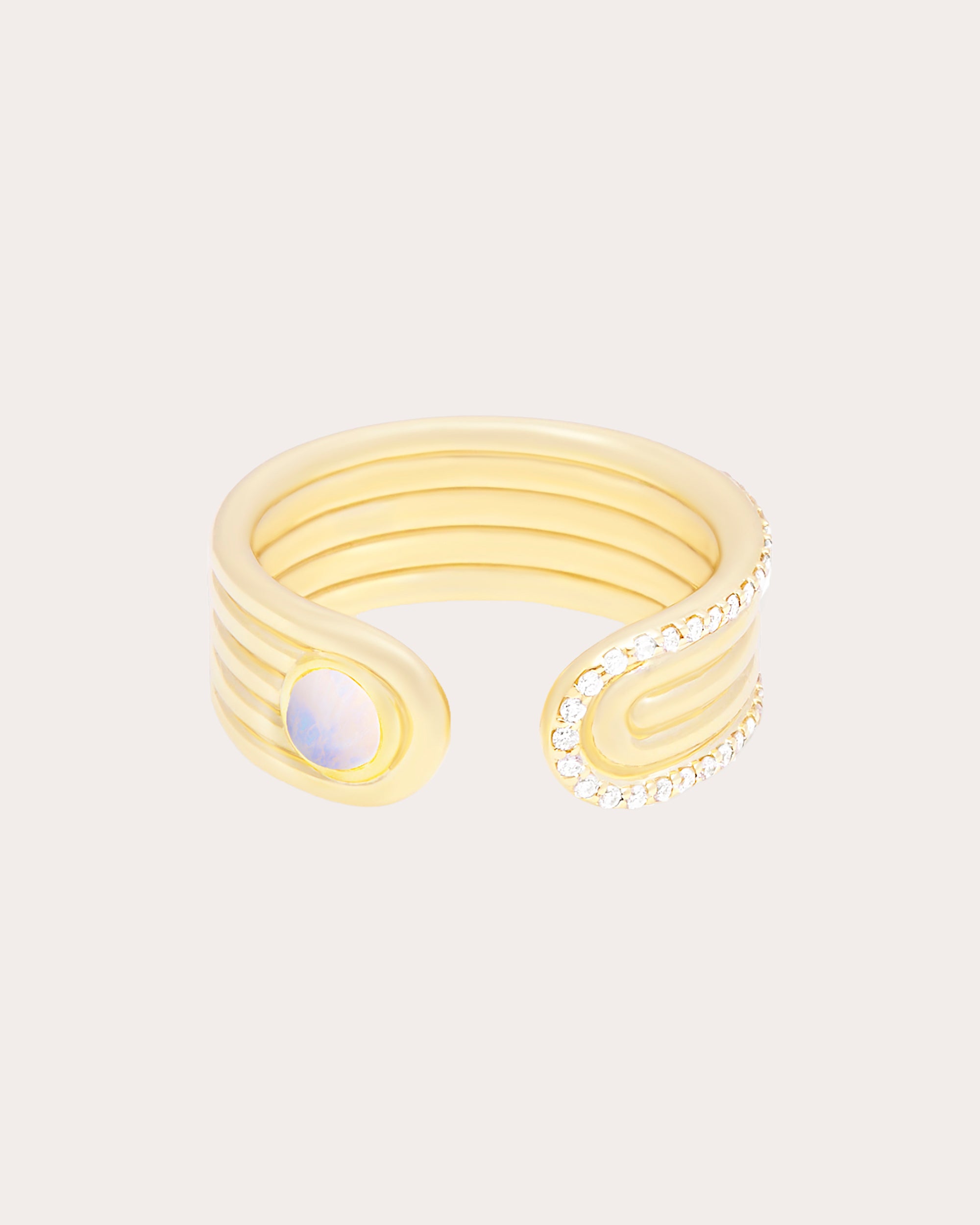 Moonstone Cabochon Found Open Ring