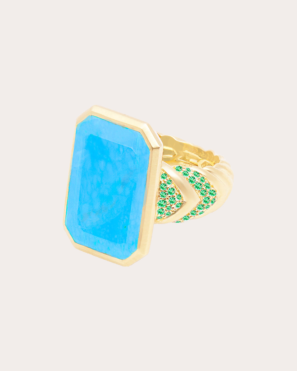 Emerald & Turquoise 14k Gold Spark Ring