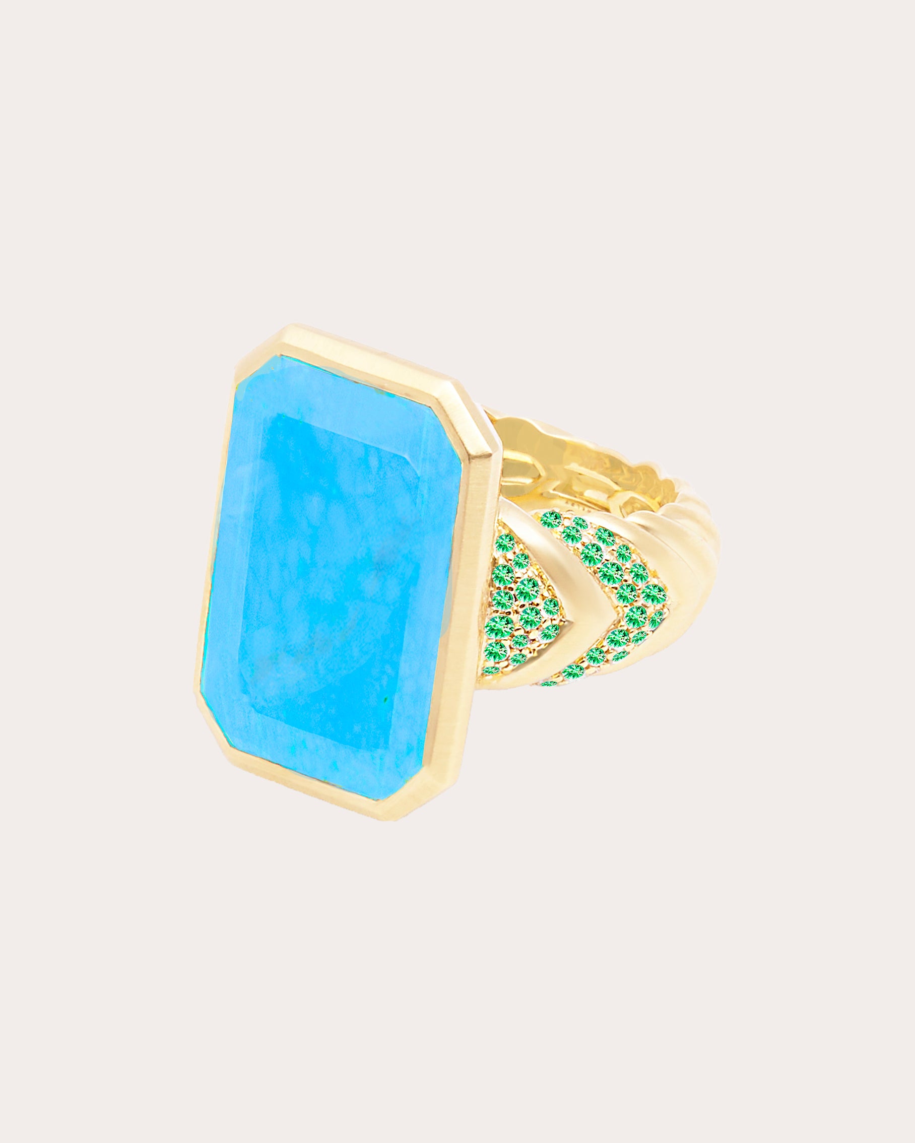 Emerald & Turquoise 14k Gold Spark Ring