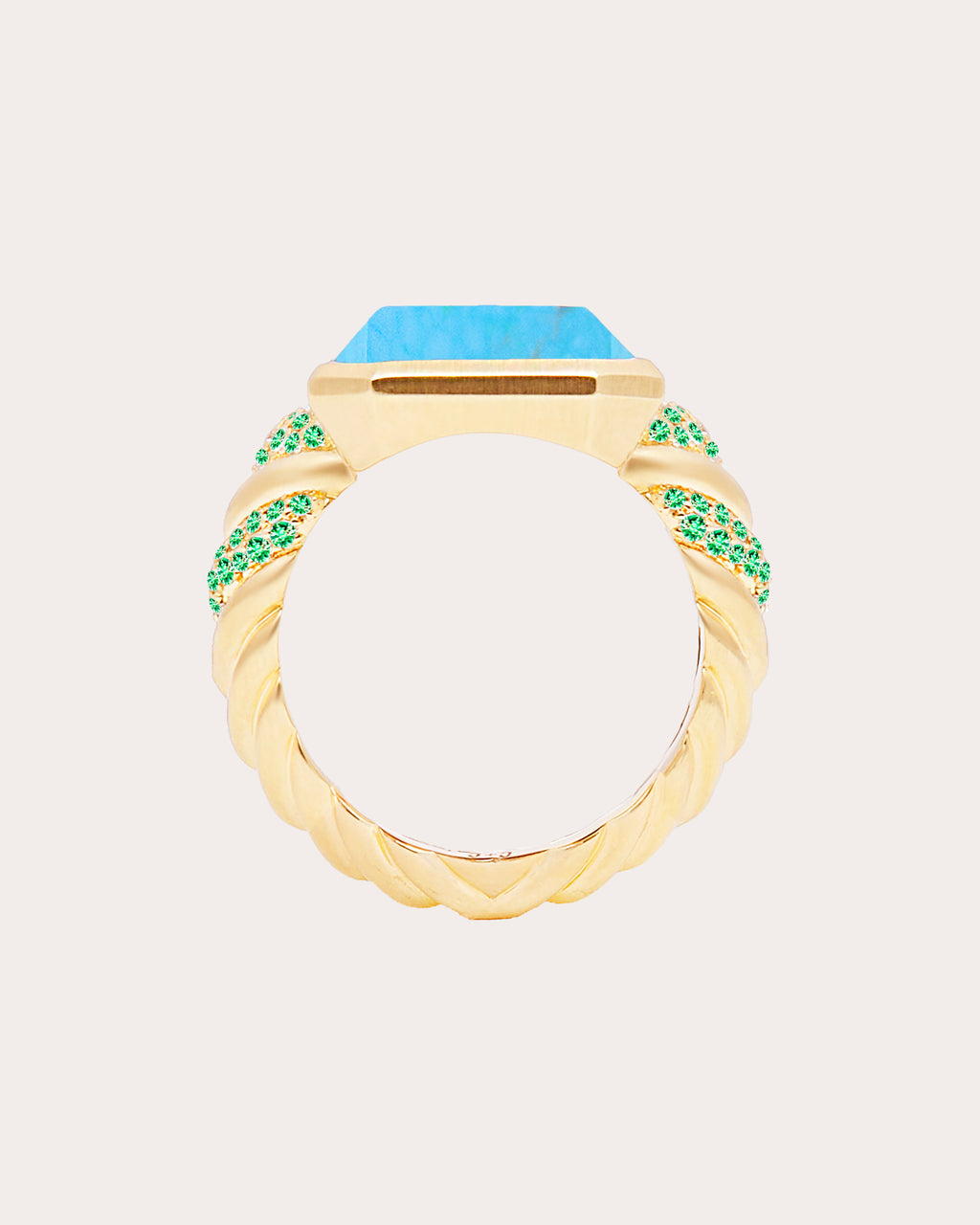 Emerald & Turquoise 14k Gold Spark Ring