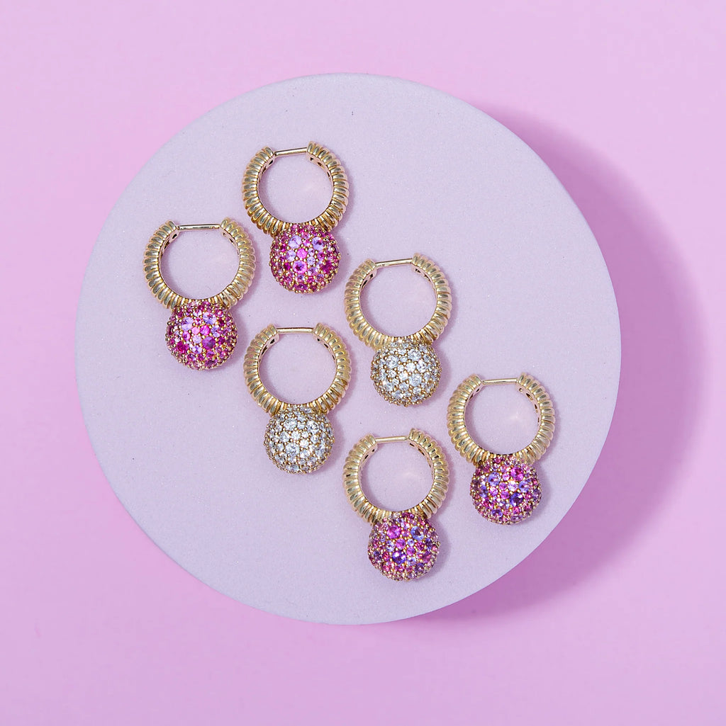 Pink Sapphire & 14k Gold Revel Bobble Hoop Earrings