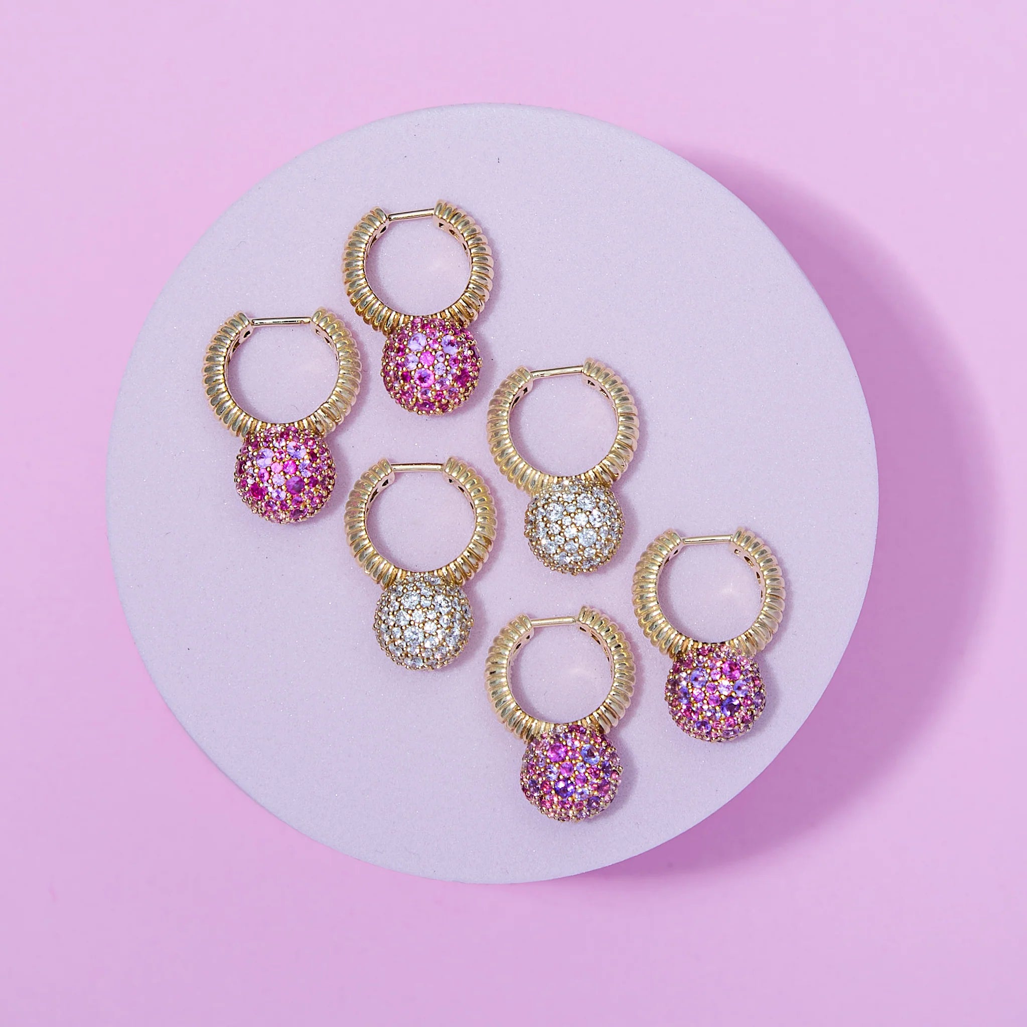 Pink Sapphire & 14k Gold Revel Bobble Hoop Earrings