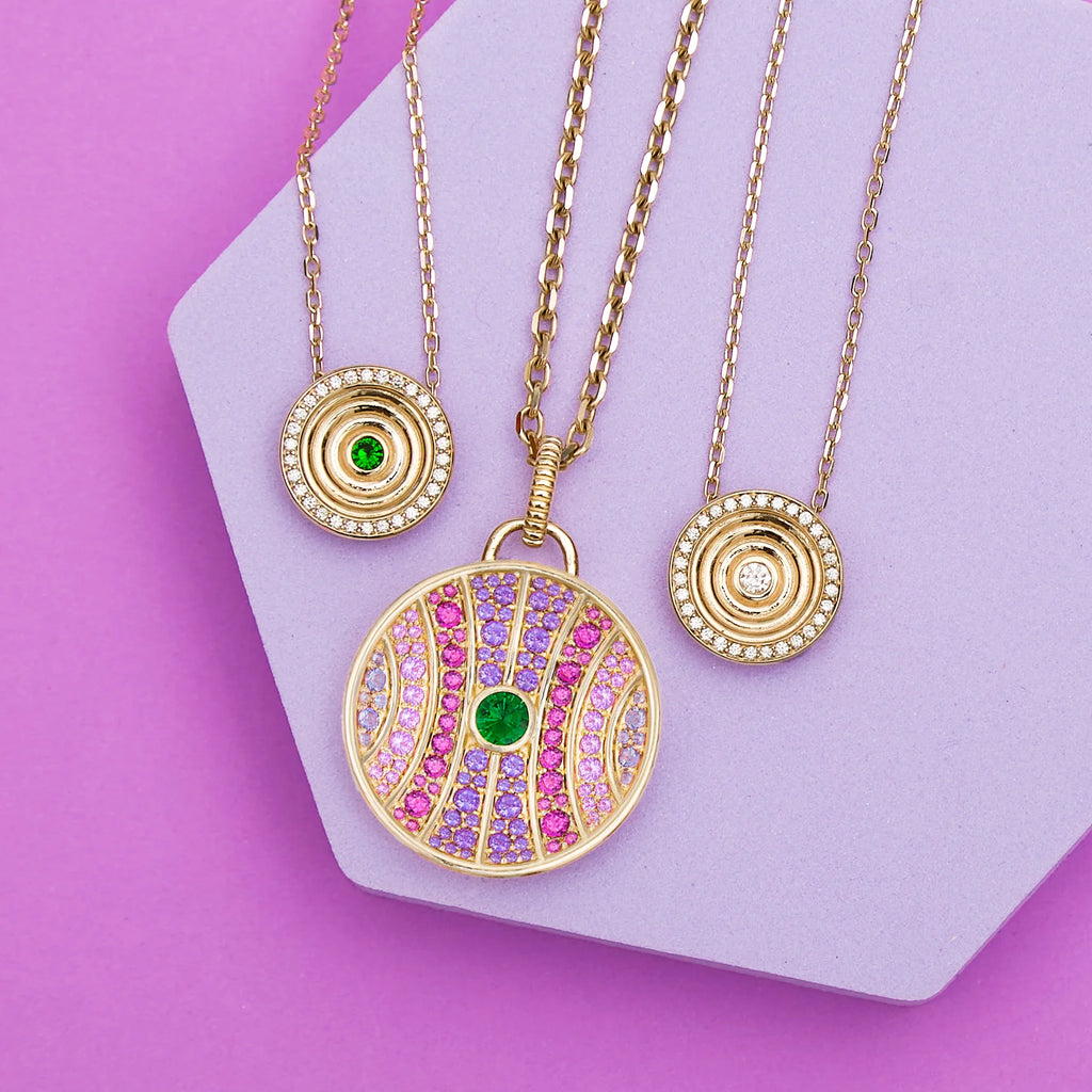 Diamond & Tsavorite 14k Gold Small Revel Pendant Necklace