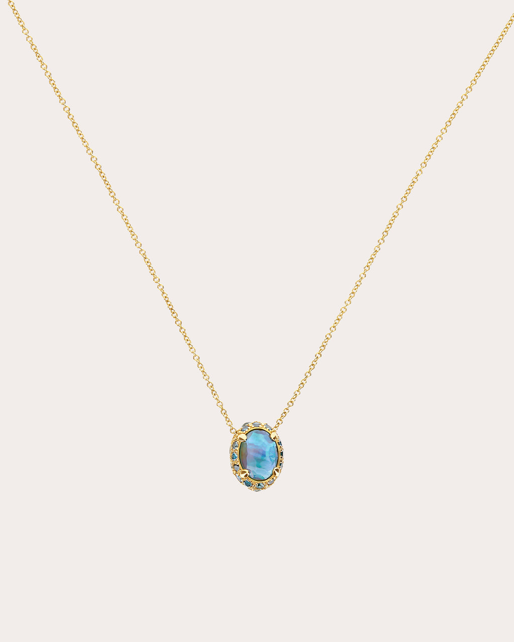 Green Sapphire & Blue Topaz 18k Gold Reversible Pendant Necklace