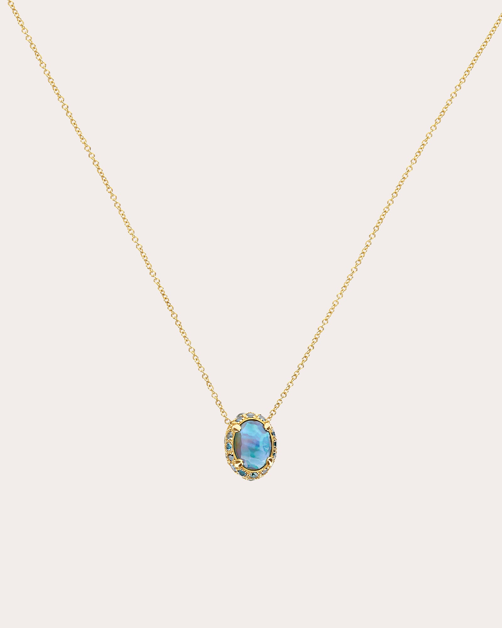 Green Sapphire & Blue Topaz 18k Gold Reversible Pendant Necklace