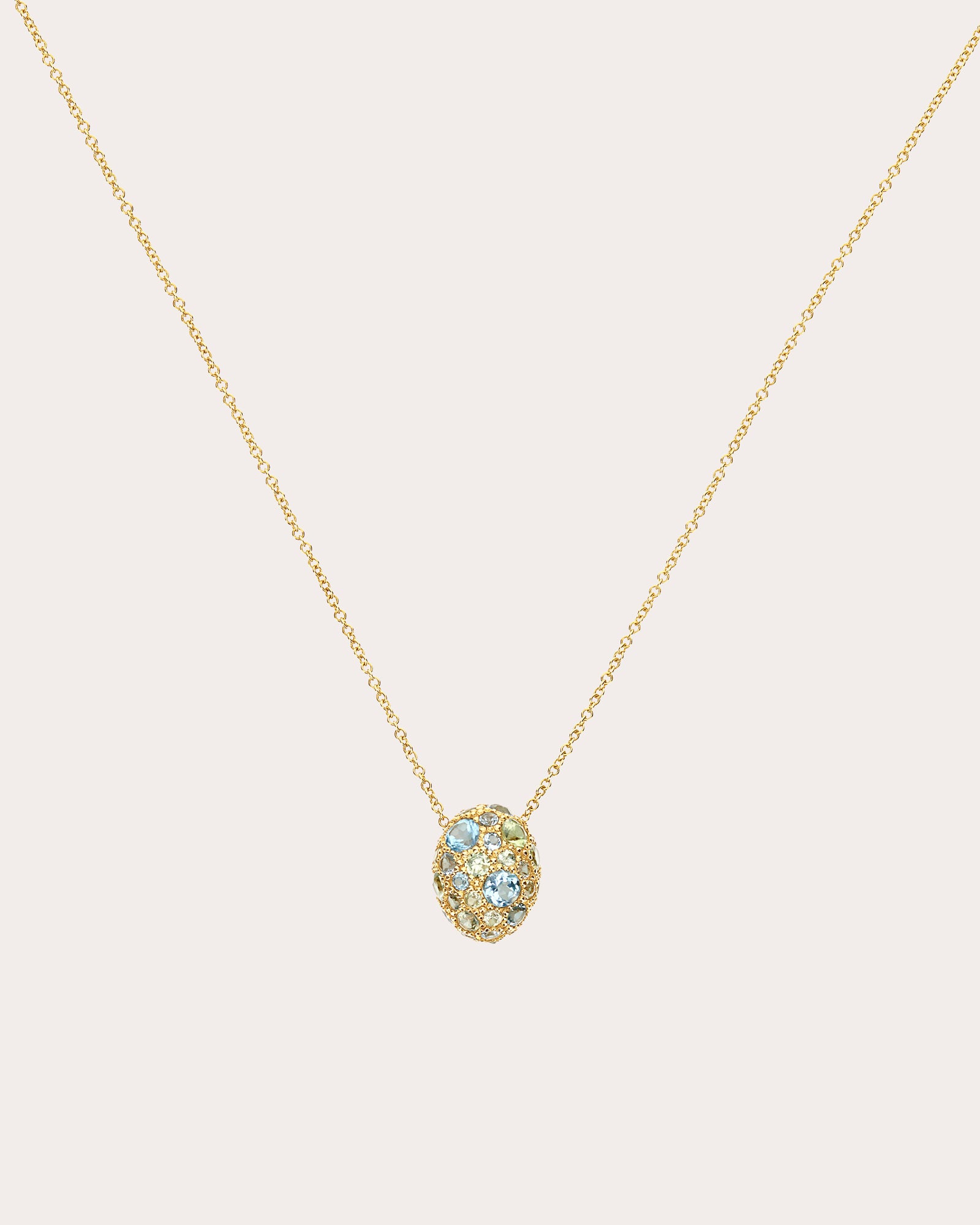 Green Sapphire & Blue Topaz 18k Gold Reversible Pendant Necklace