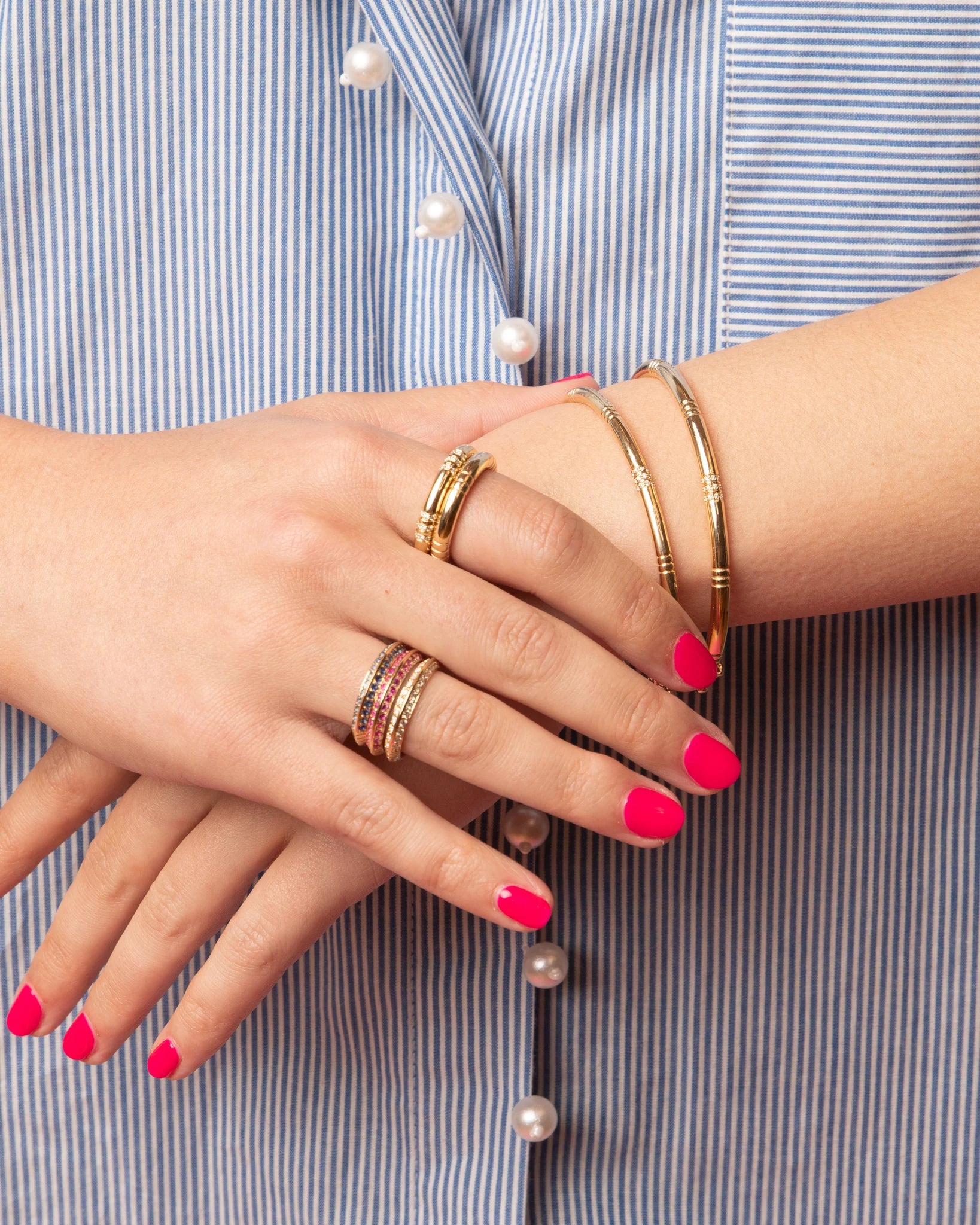 Diamond & 14k Gold Crew Bangle
