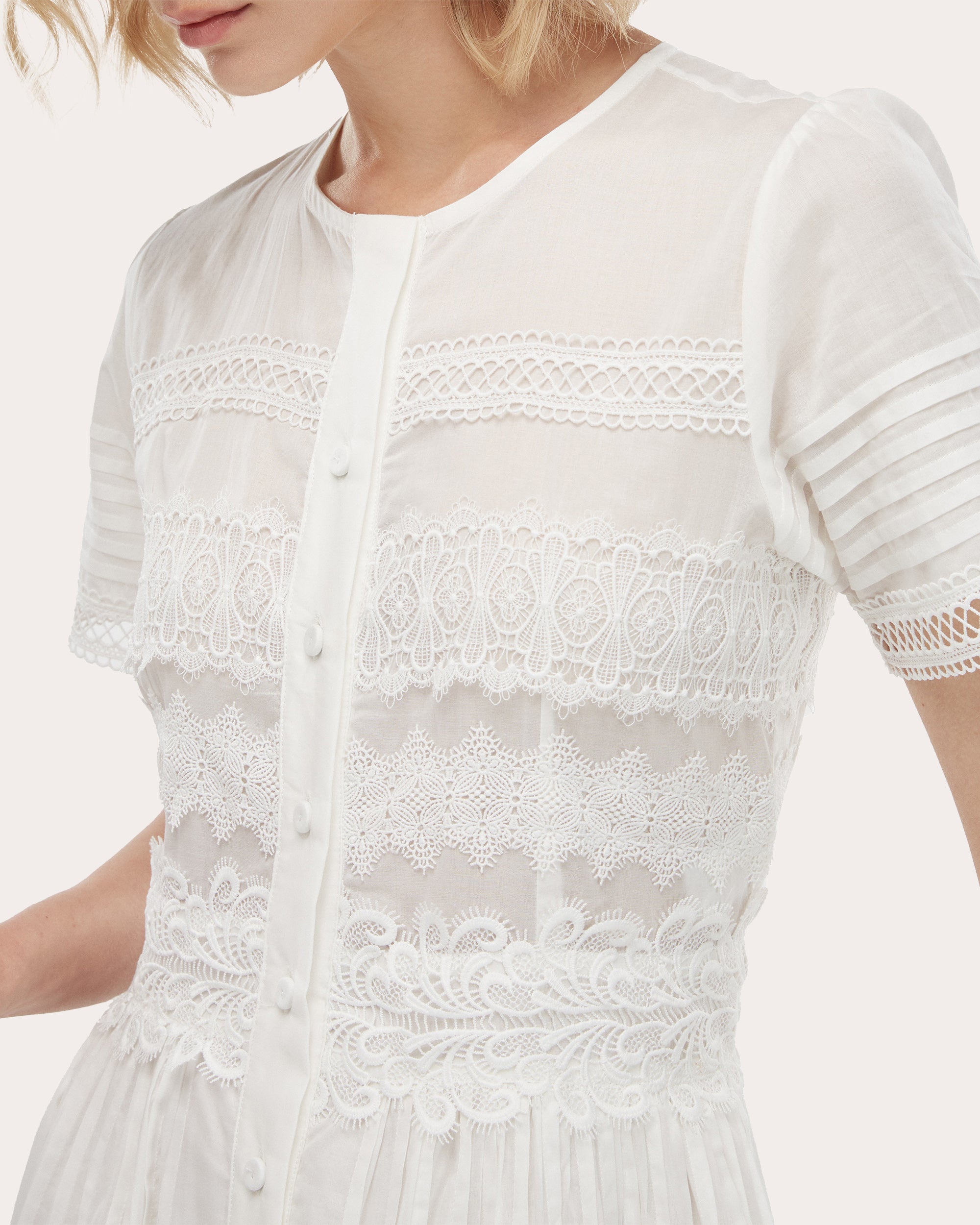 Camila Crochet Cotton Lace Button Maxi Dress