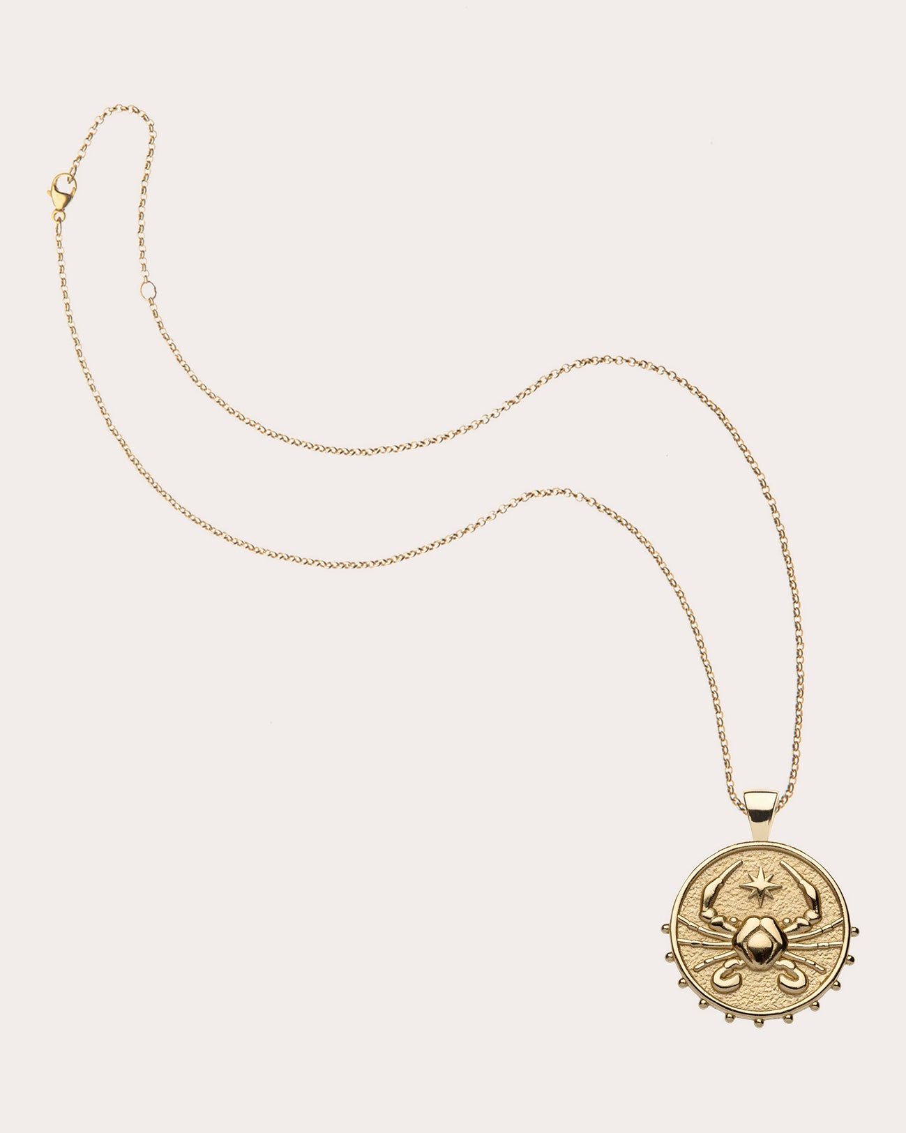 CANCER Small Zodiac Coin Pendant Necklace