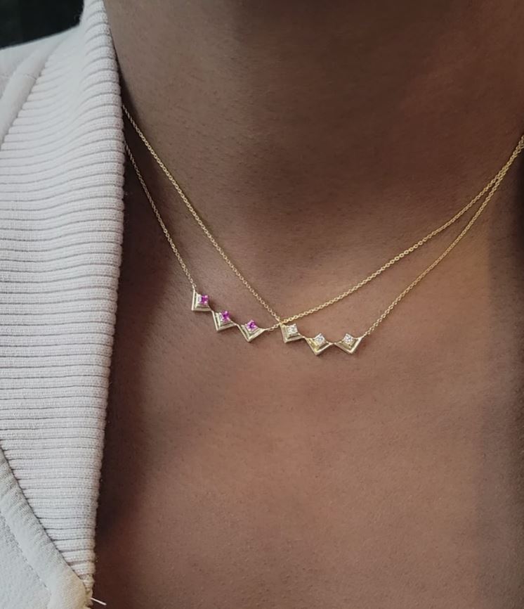 Diamond & 14k Gold Revival Mini Frame Pendant Necklace