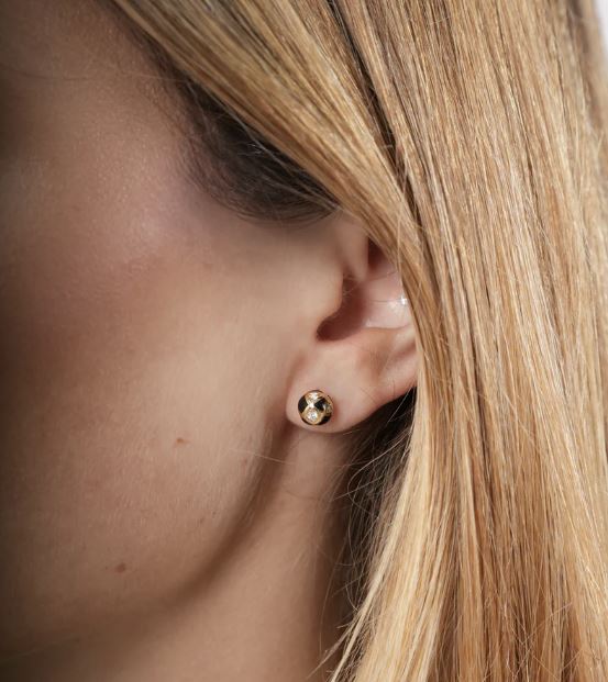 Diamond & 18k Gold Mini Globe Stud Earrings